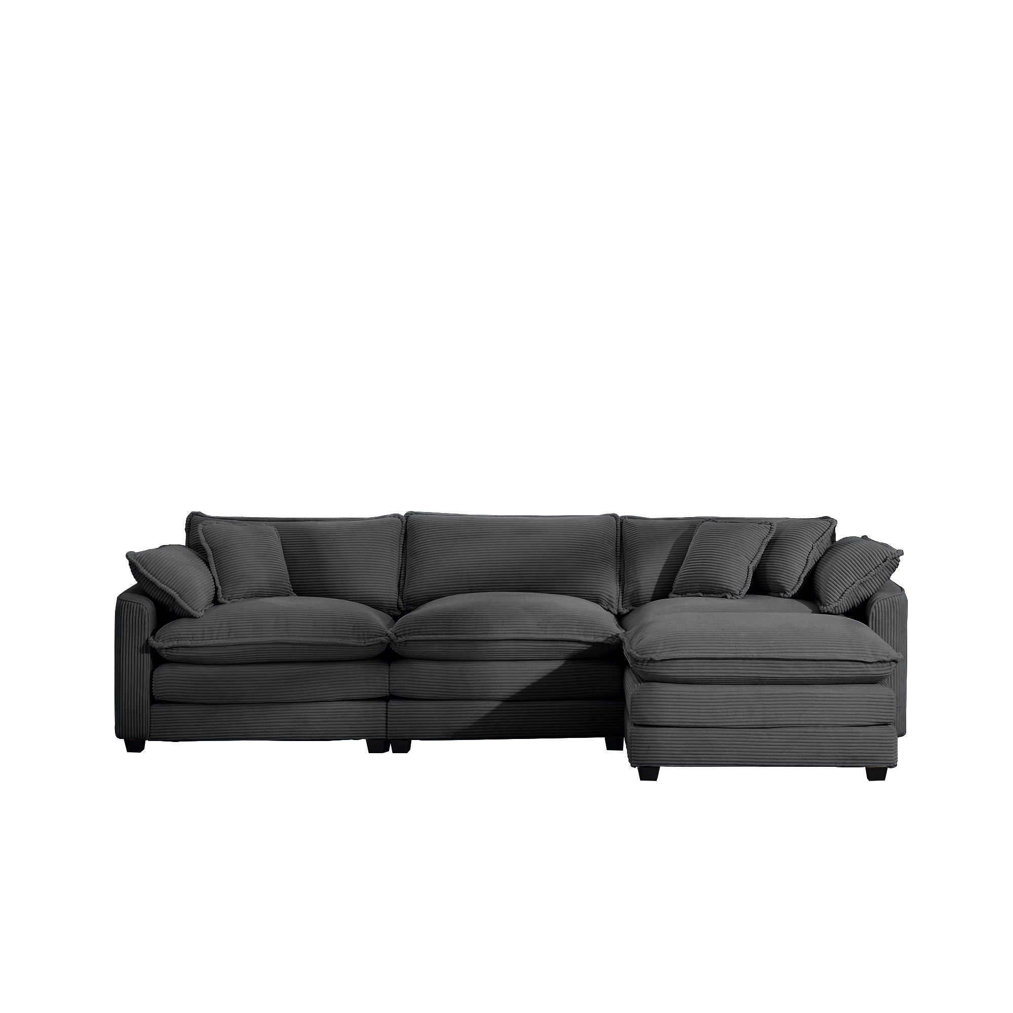 Modular Oversized Cushion Sofa With Ottoman, Low Back, Deep Seating Sofa Set