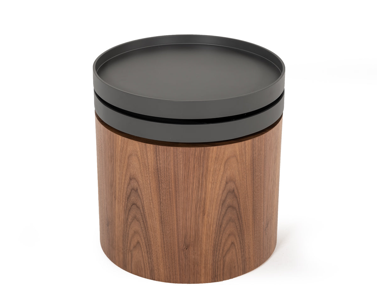 Modrest Bascom Modern Walnut End Table W/ Swivel Top