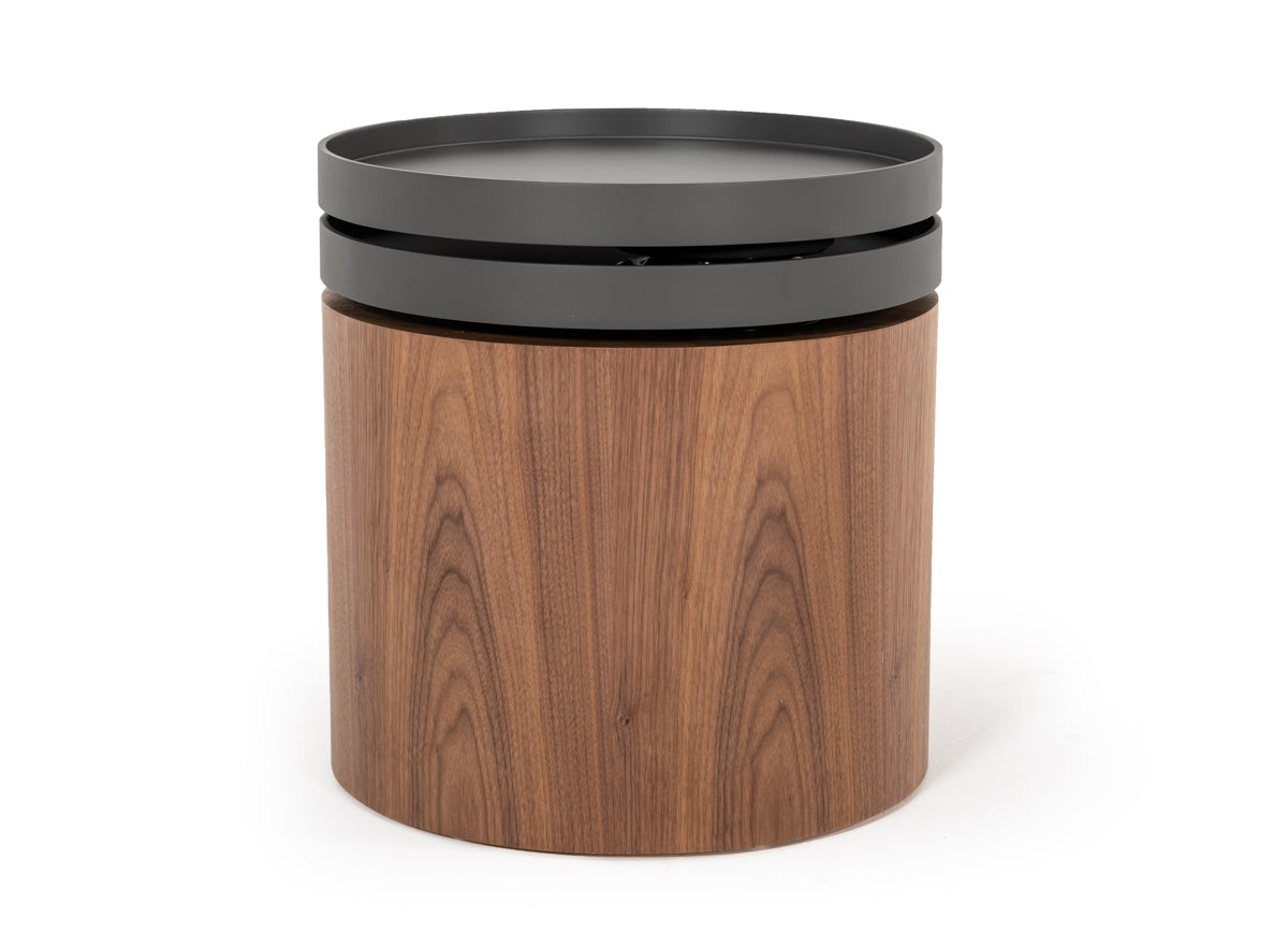 Modrest Bascom Modern Walnut End Table W/ Swivel Top