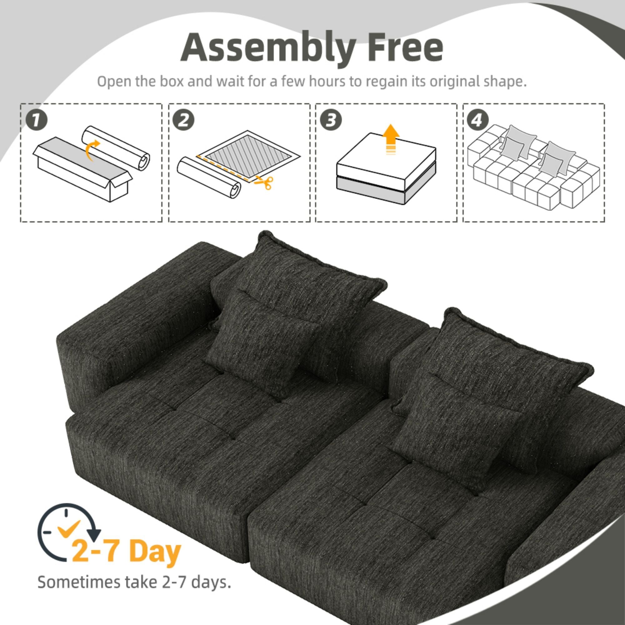 Modern Oversized Diy Combination, Modular Sectional Sofa With Pillows