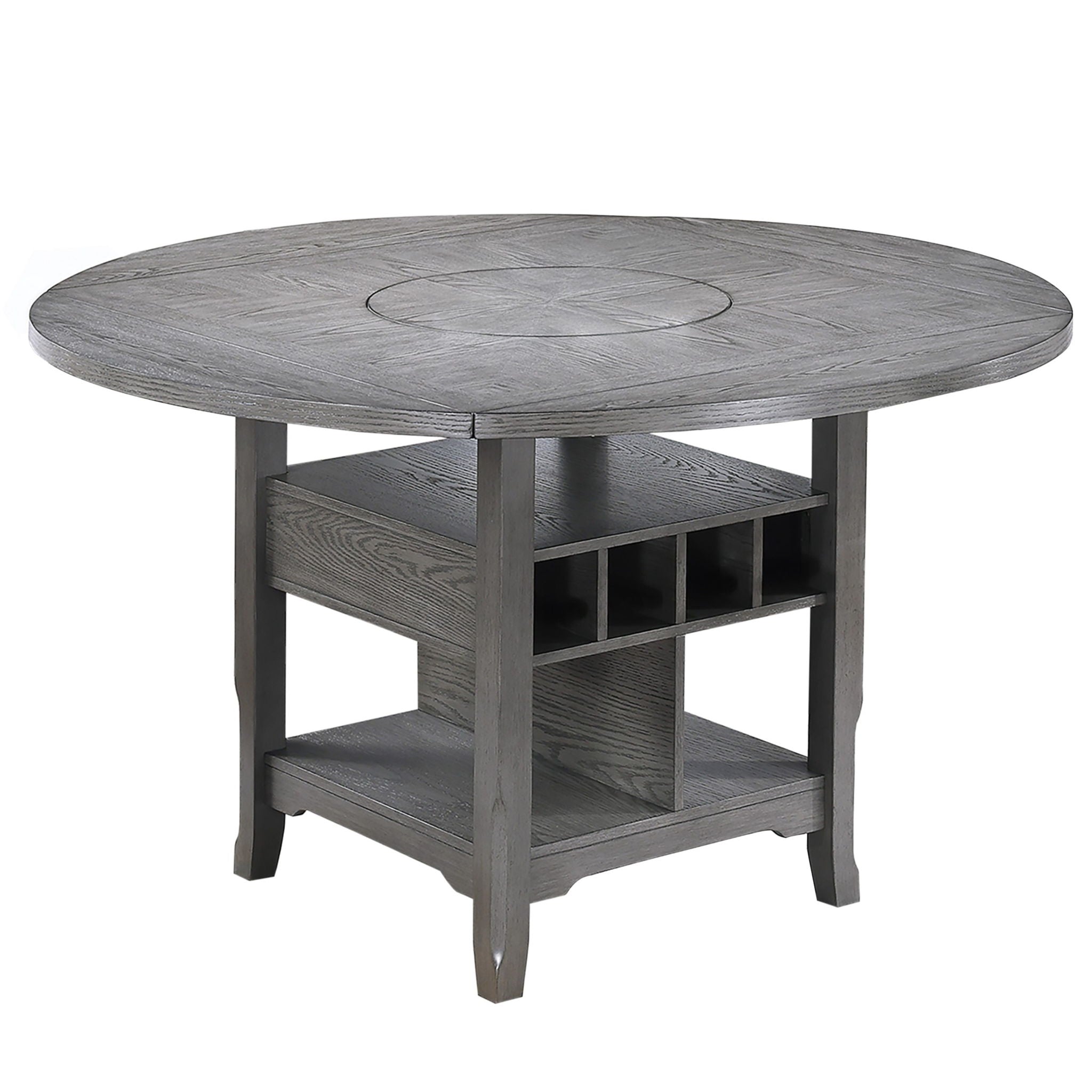 Contemporary Counter Height Dining Set With Built In Lazy Susan