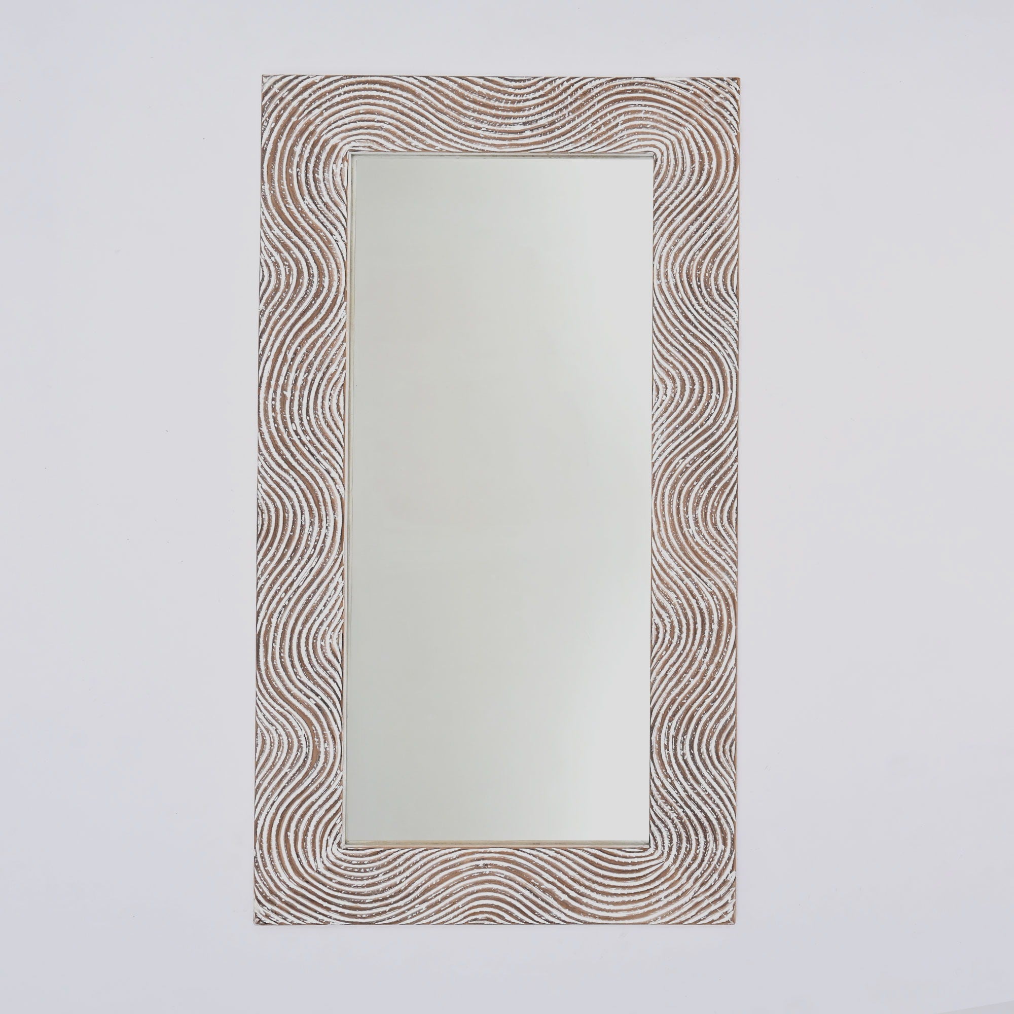 Handcarved Rectangle Mirror Accent With 3mm Glass - Antique White