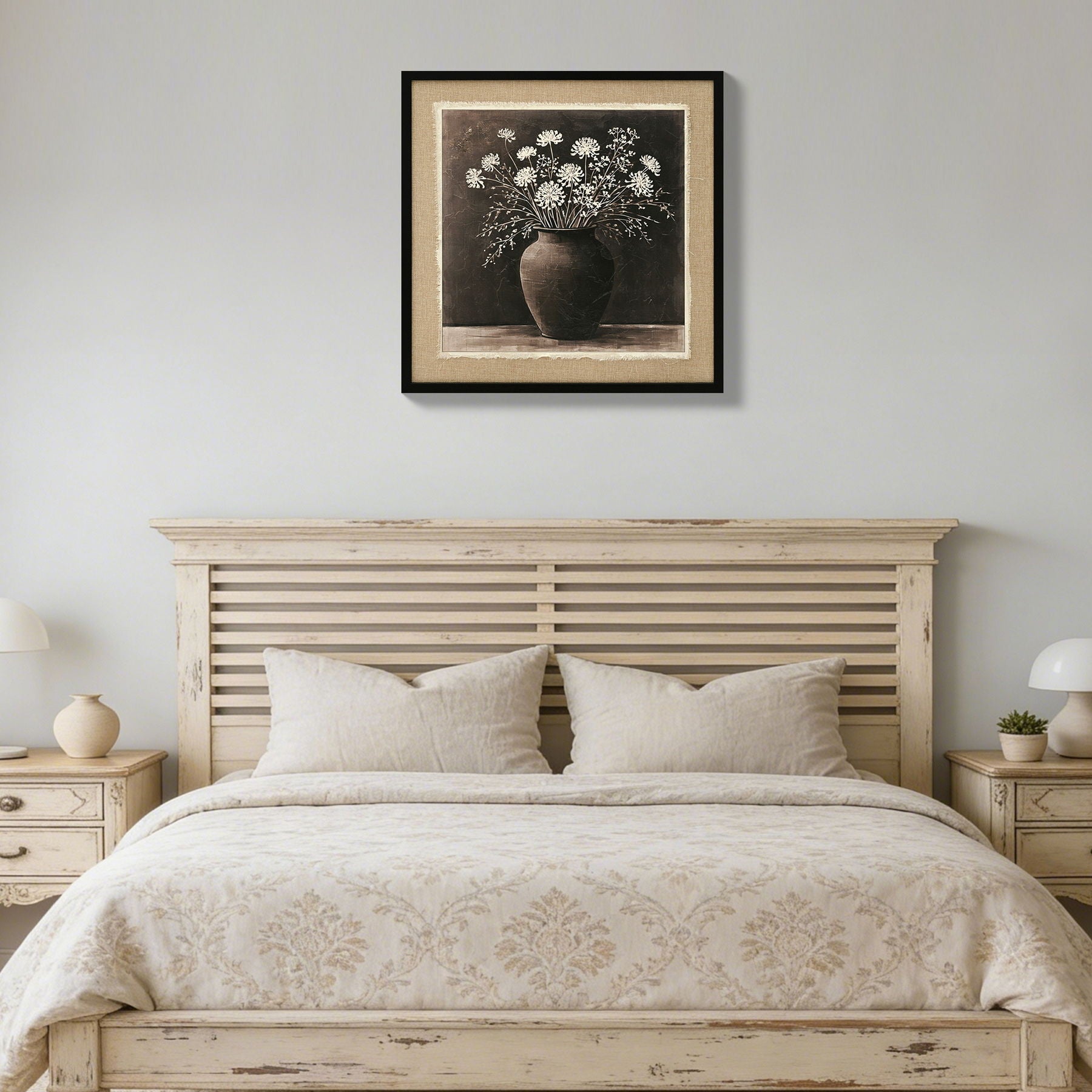 Artistic Path Abstract Flower Bouquet Wall Art - Ancient White