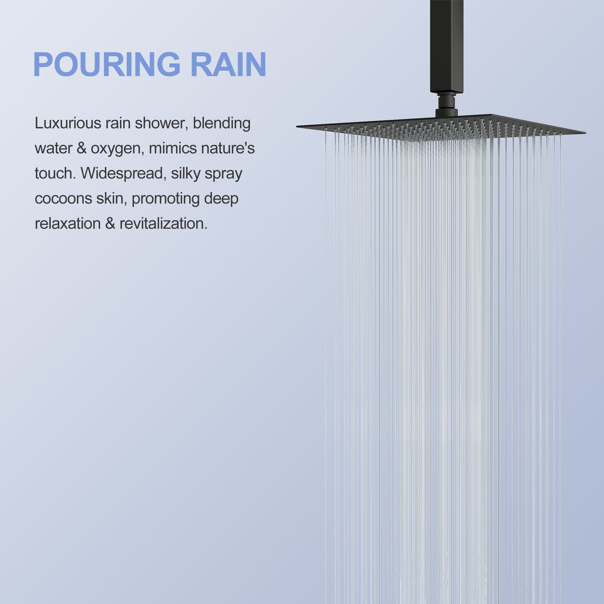 Modern 10" Square Rainfall Shower Head & Stainless Steel Wall Or Ceiling Mount Luxury Spa Shower Panel
