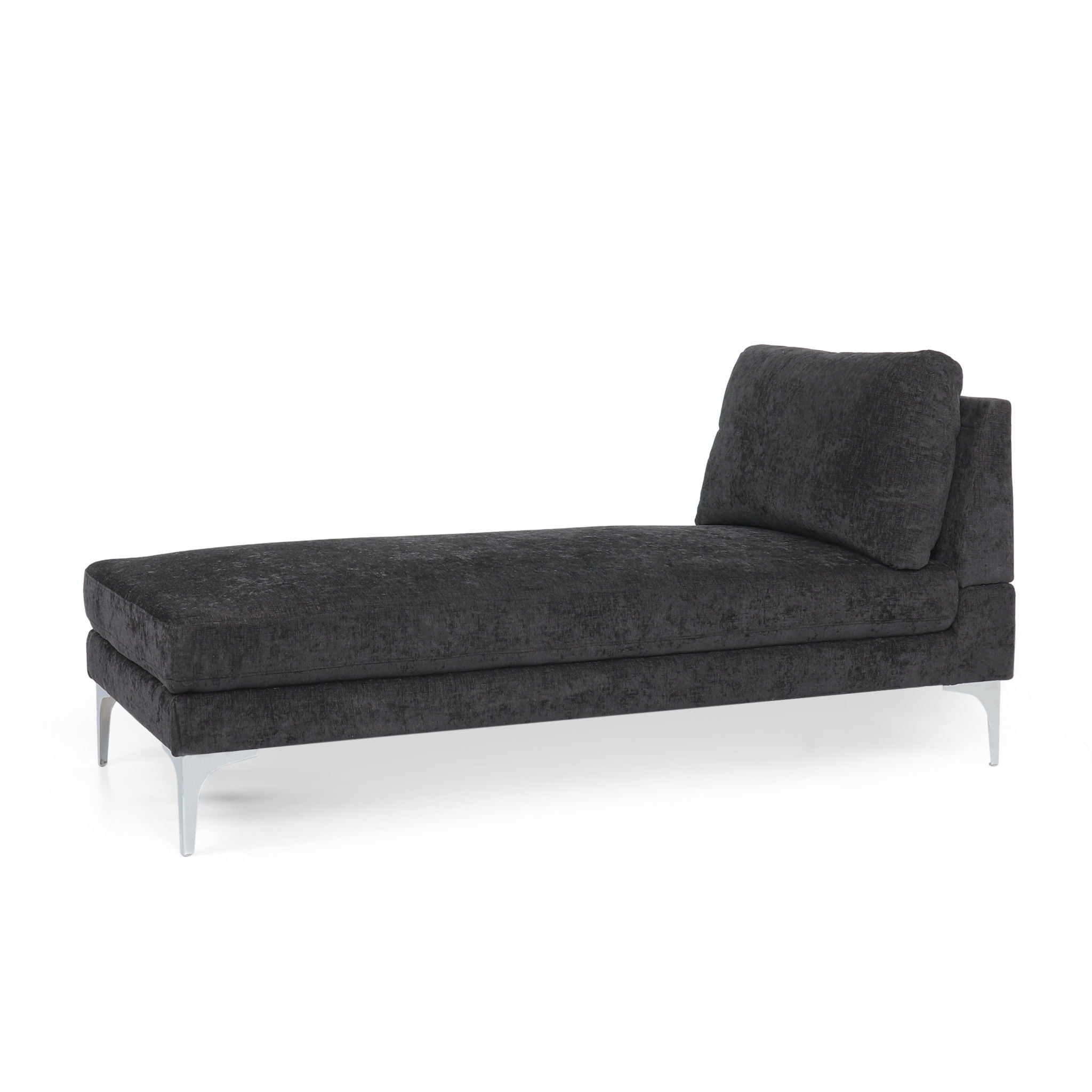 Fabric Upholstered Chaise Lounge With Iron Bracket Legs - Gray