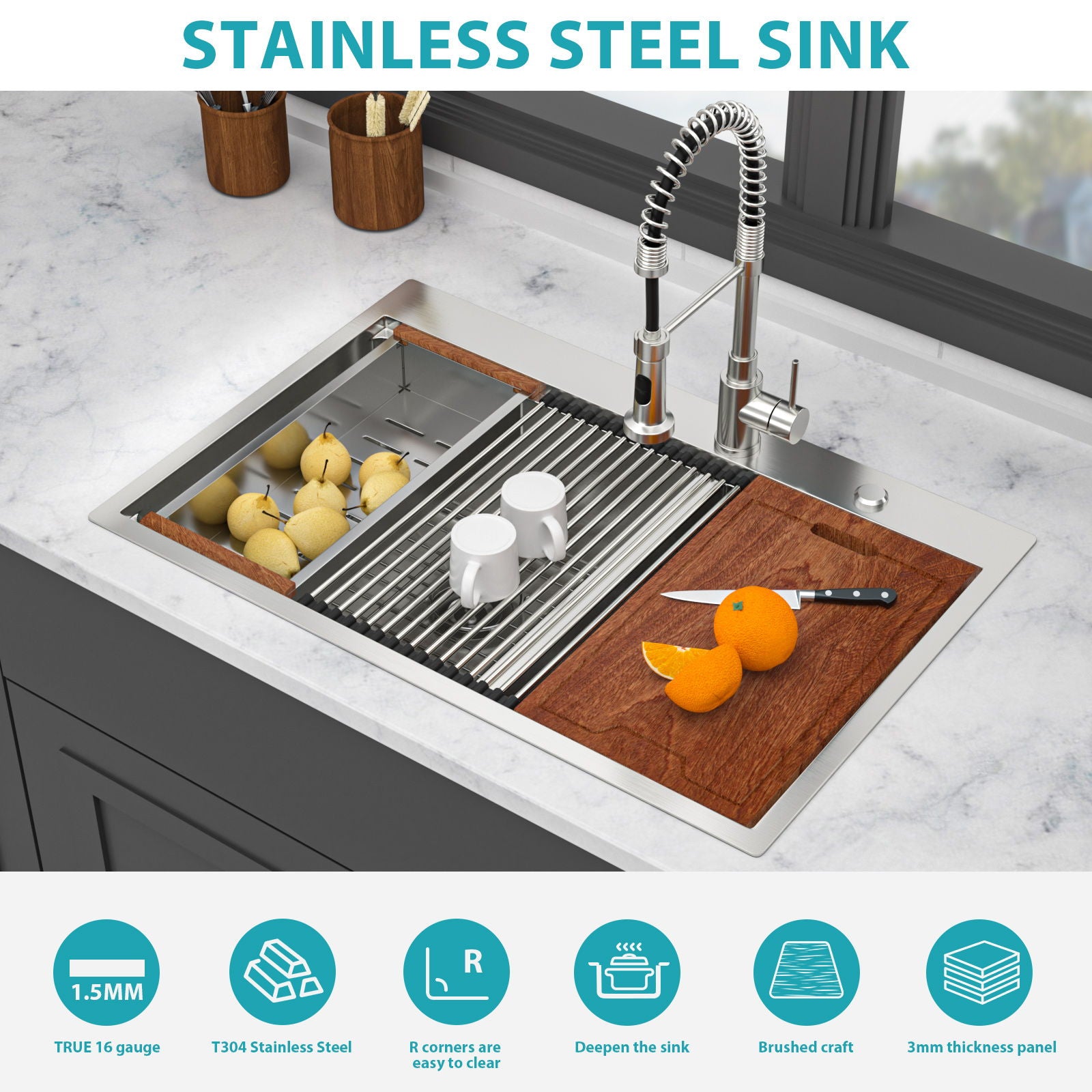 Topmount Drop In Kitchen Sink With Double Bowl Design