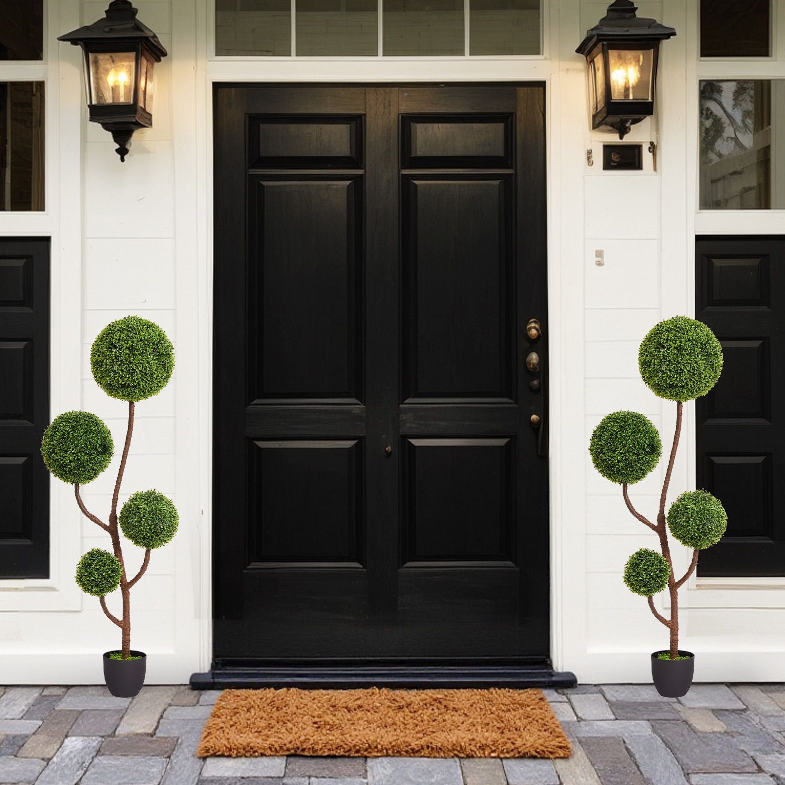 Artificial Boxwood Topiary Tree Triple Ball Shaped Faux Plant 150 Cm - Green