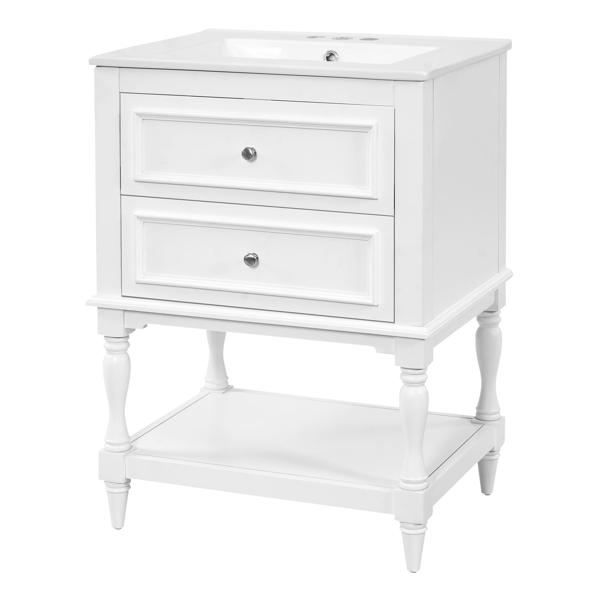 Bathroom Vanity With Sink, 2 Drawers Storage Cabinet, Open Shelf