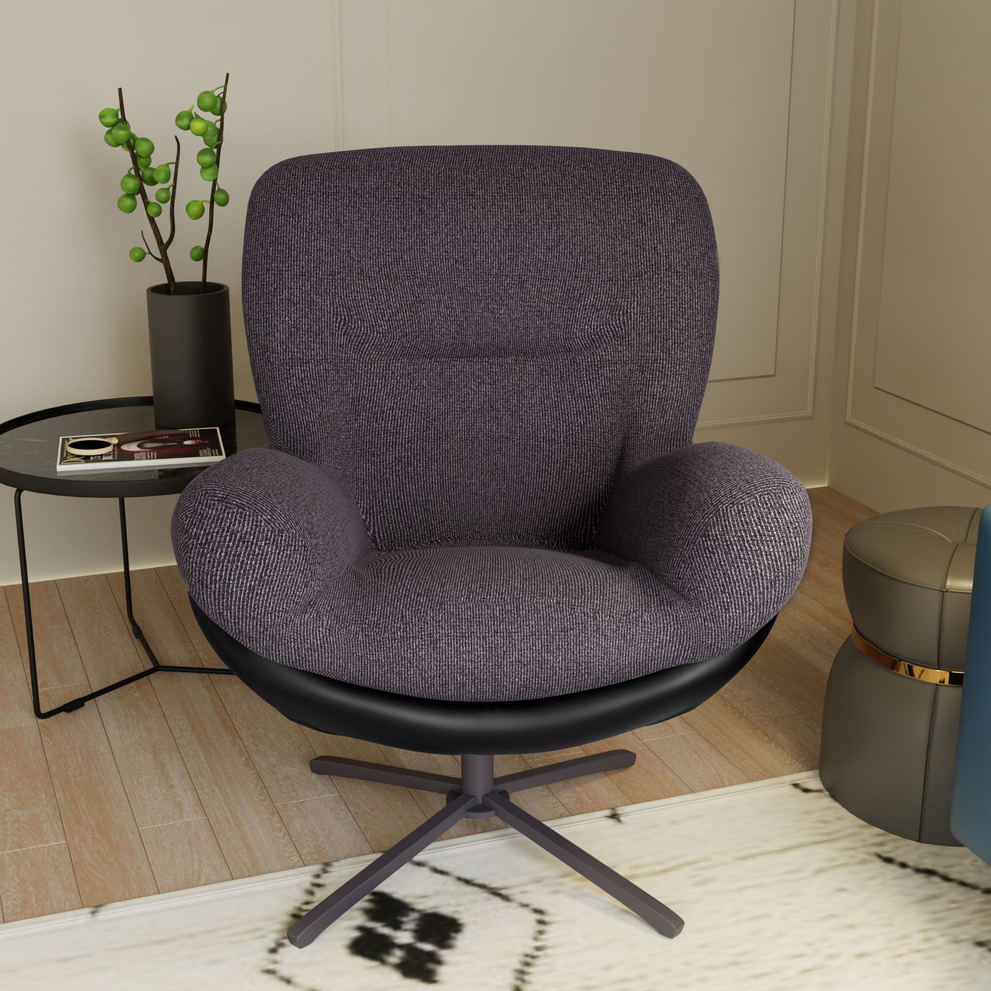 360° Swivel Office Chair, No Wheels