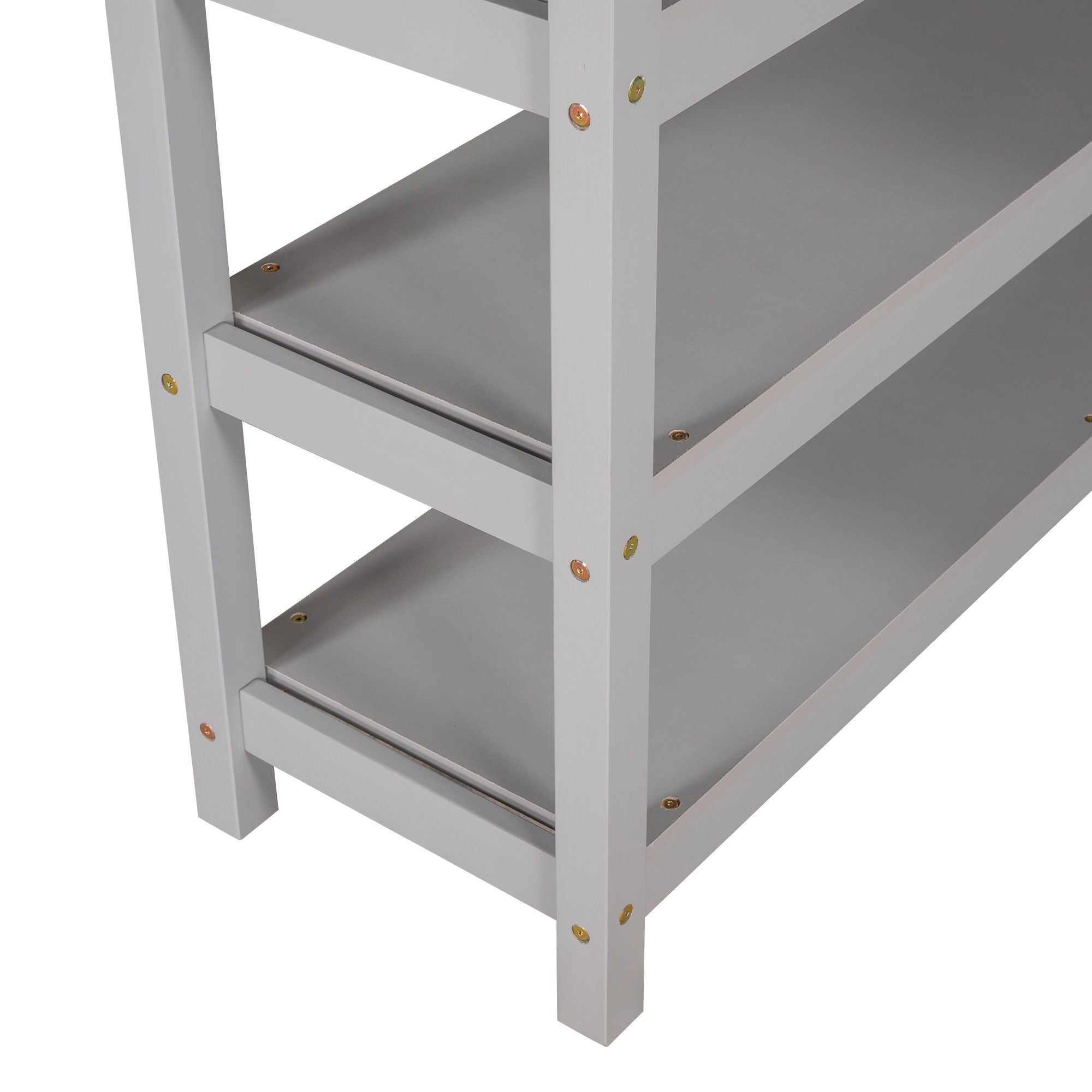 Loft Bed With Storage Shelves And Under Bed Desk