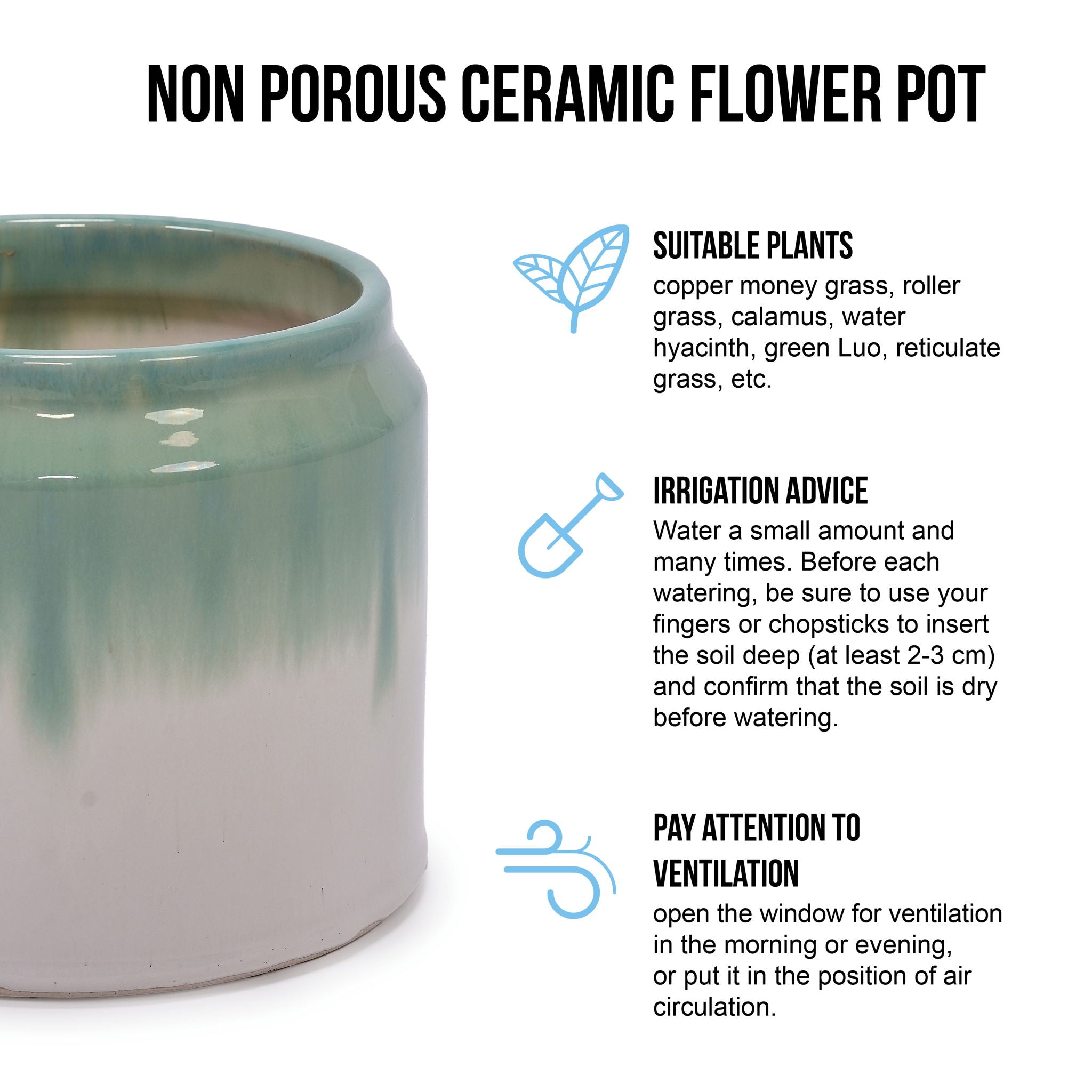 Gradient Flowerpot (Set of 2), Planter For Patio, Garden, Windowsill - White / Green