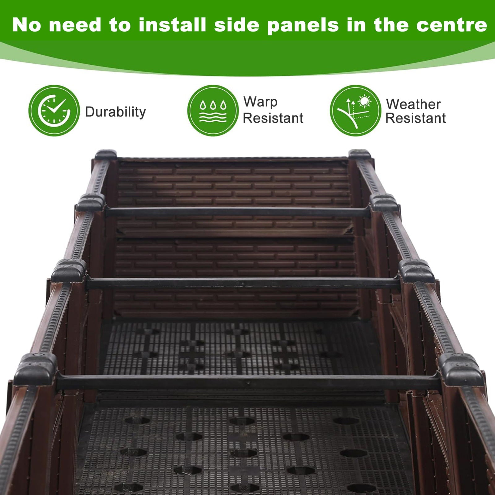 Raised Garden Beds Outdoor, Planter Boxes Outdoor For Vegetables, Flowers, Herbs, Garden Box With Drain Outlet, Heat And Frost Resistant Planters - Black / Brown