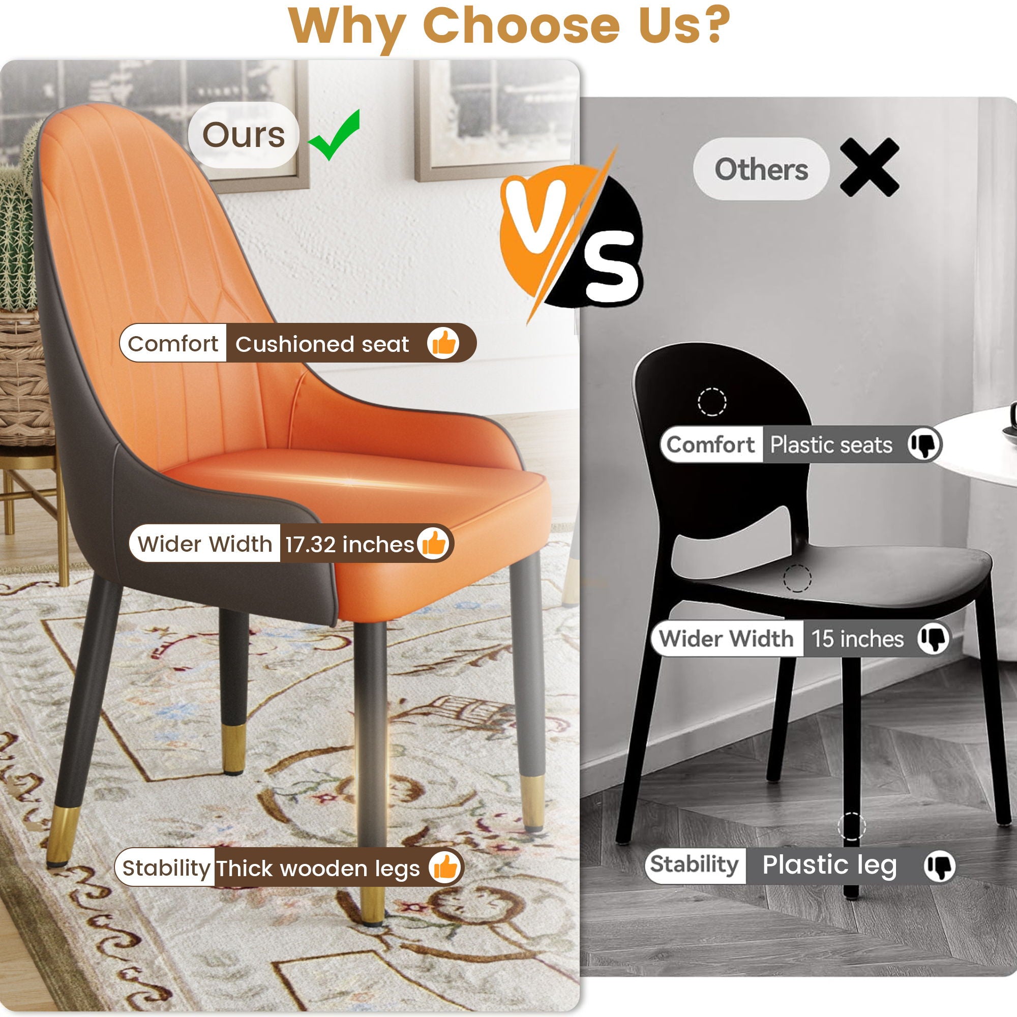 Modern Sponge-Filled Dining Chair, Solid Wood Metal Legs, Suitable For Restaurants, Living Rooms And Rooms (Set of 2)