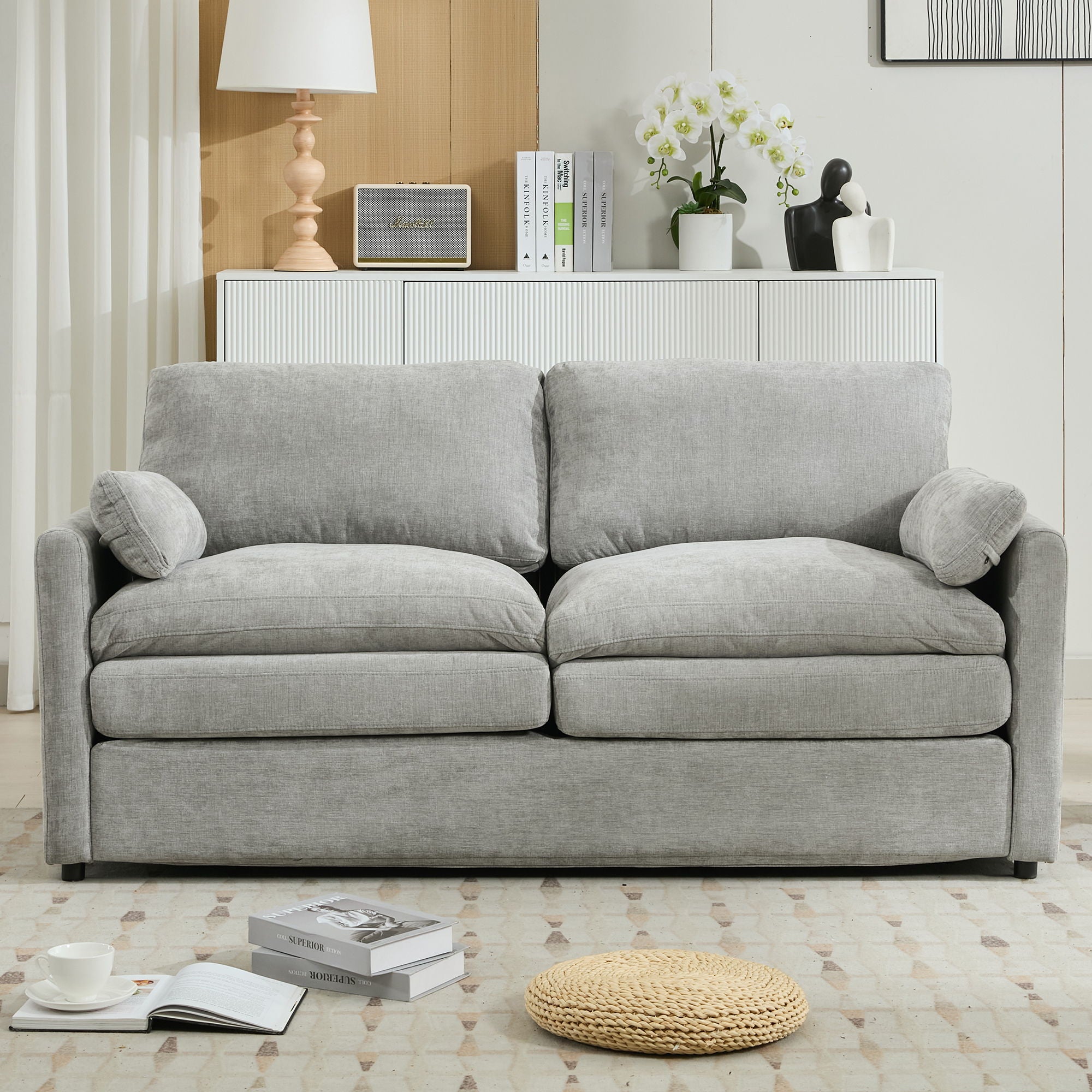 Cozy Upholstered Cushion Loveseat Sofa For Living Room