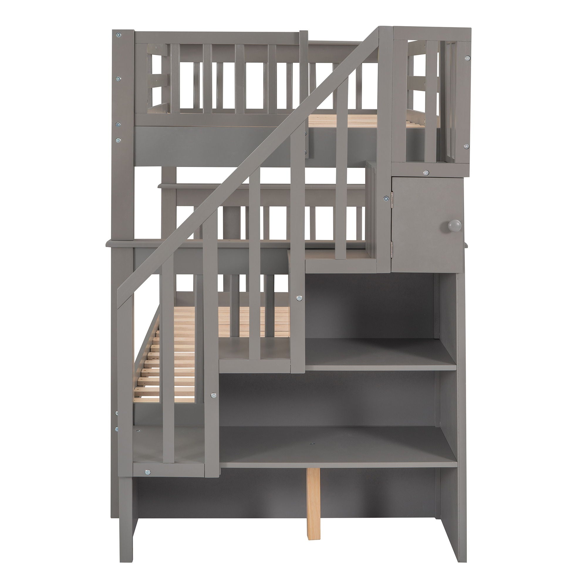 Stairway Bunk Bed & Storage And Guard Rail For Bedroom