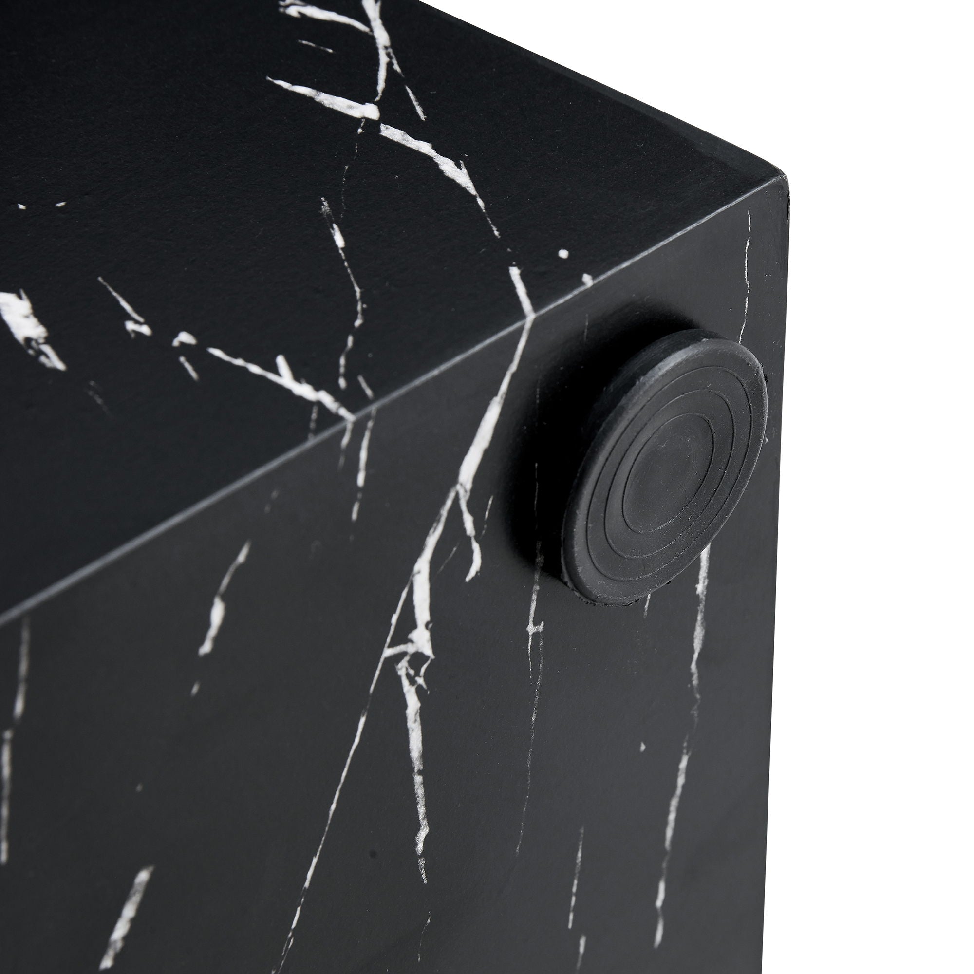 Luxurious Marble Texture Coffee Table Cube Design Elegant Living Room Accent - Black