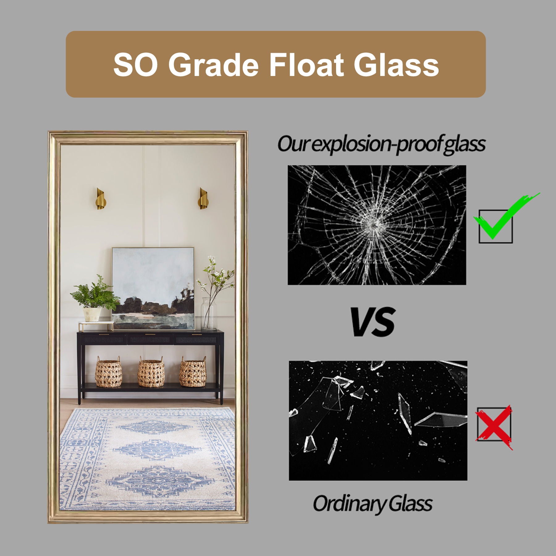 Full-Body Floor Mirror With Frame