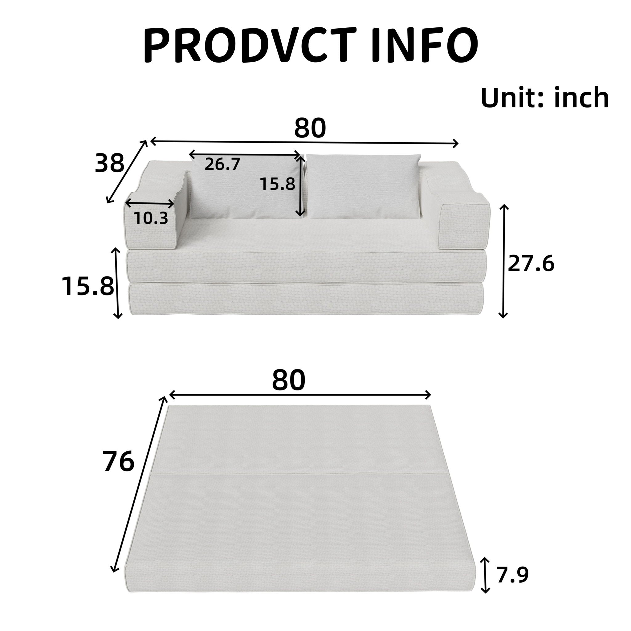 3 Seat Folding Floor Couch & King Size Bed Mattress
