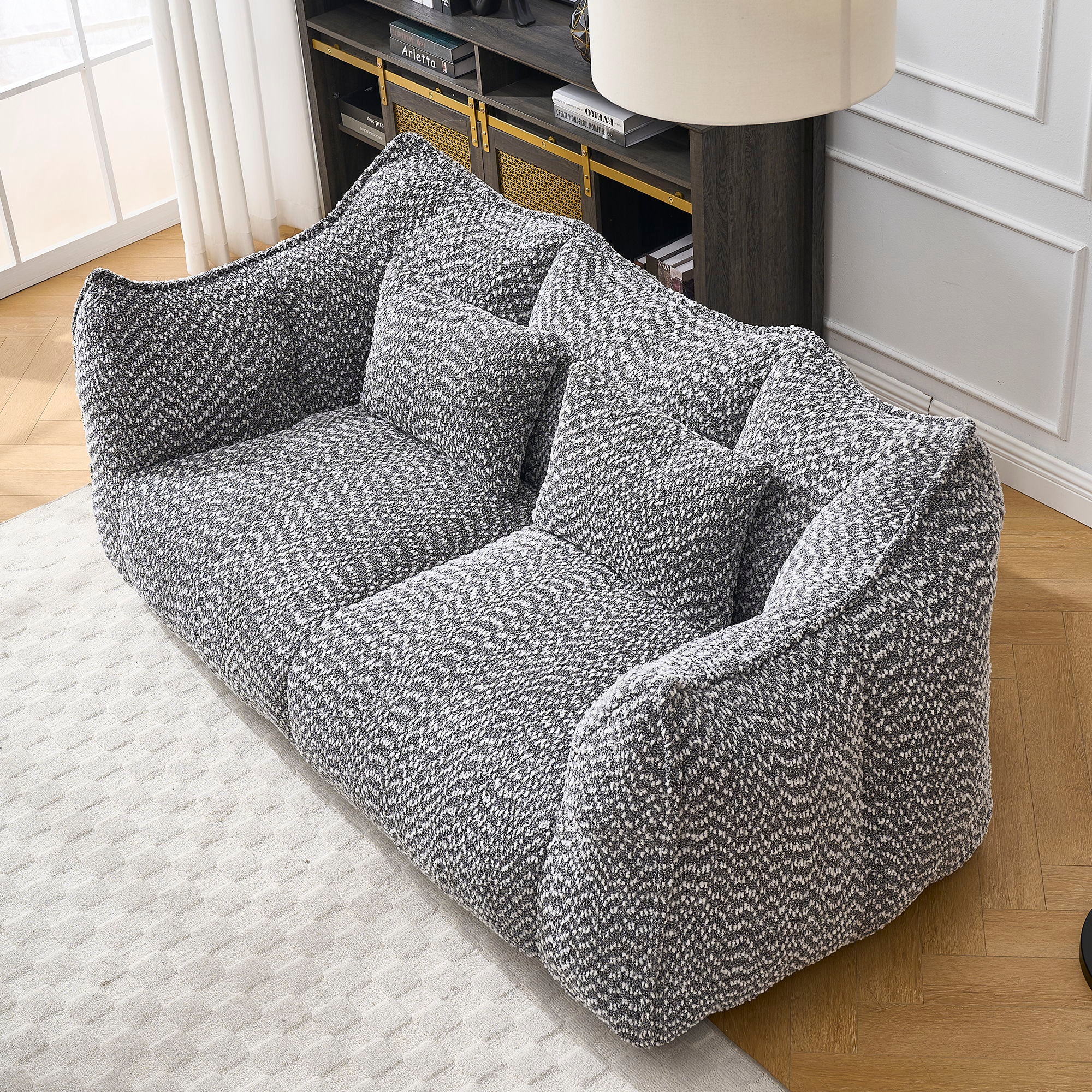 Comfortable Dual Beanbag Chair With High Resilience Foam Core For 2 People