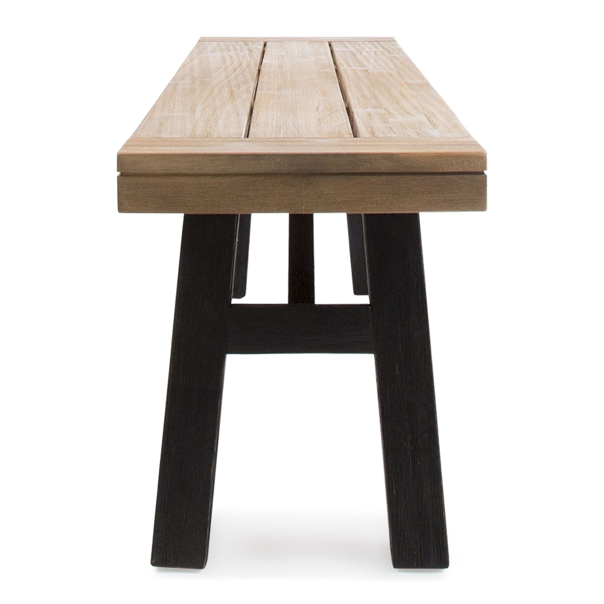 Outdoor Bench With Slat Panel Design And Acacia Wood Frame