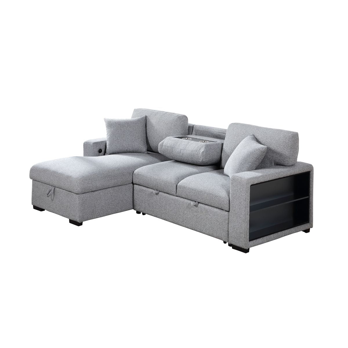 Pompano - Sectional With Chaise, Pull-Out Bed And Hidden Storage, Charging Ports