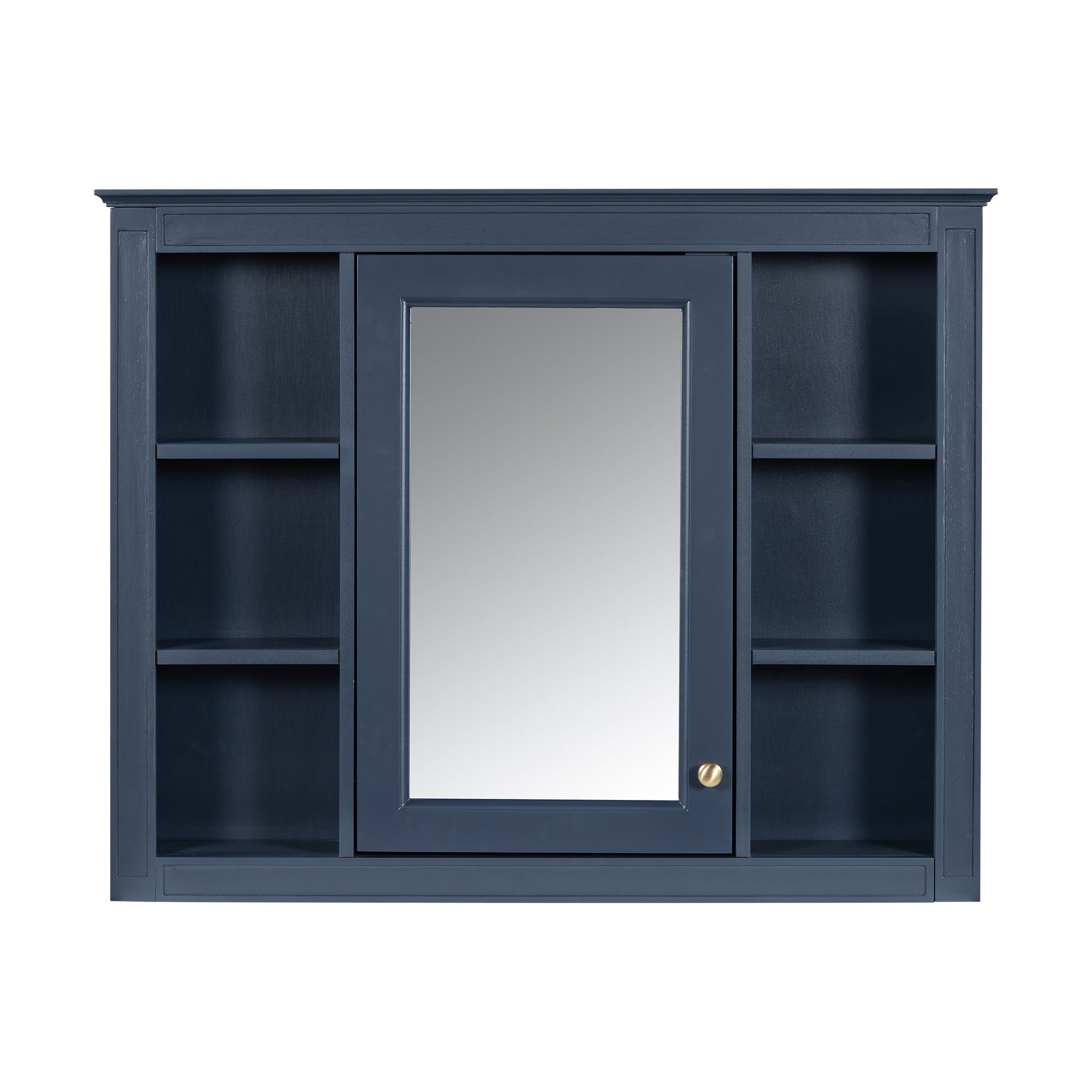Bathroom Vanity With Mirror Cabinet, Single Sink With 2 Soft Closing Doors And 4 Drawers