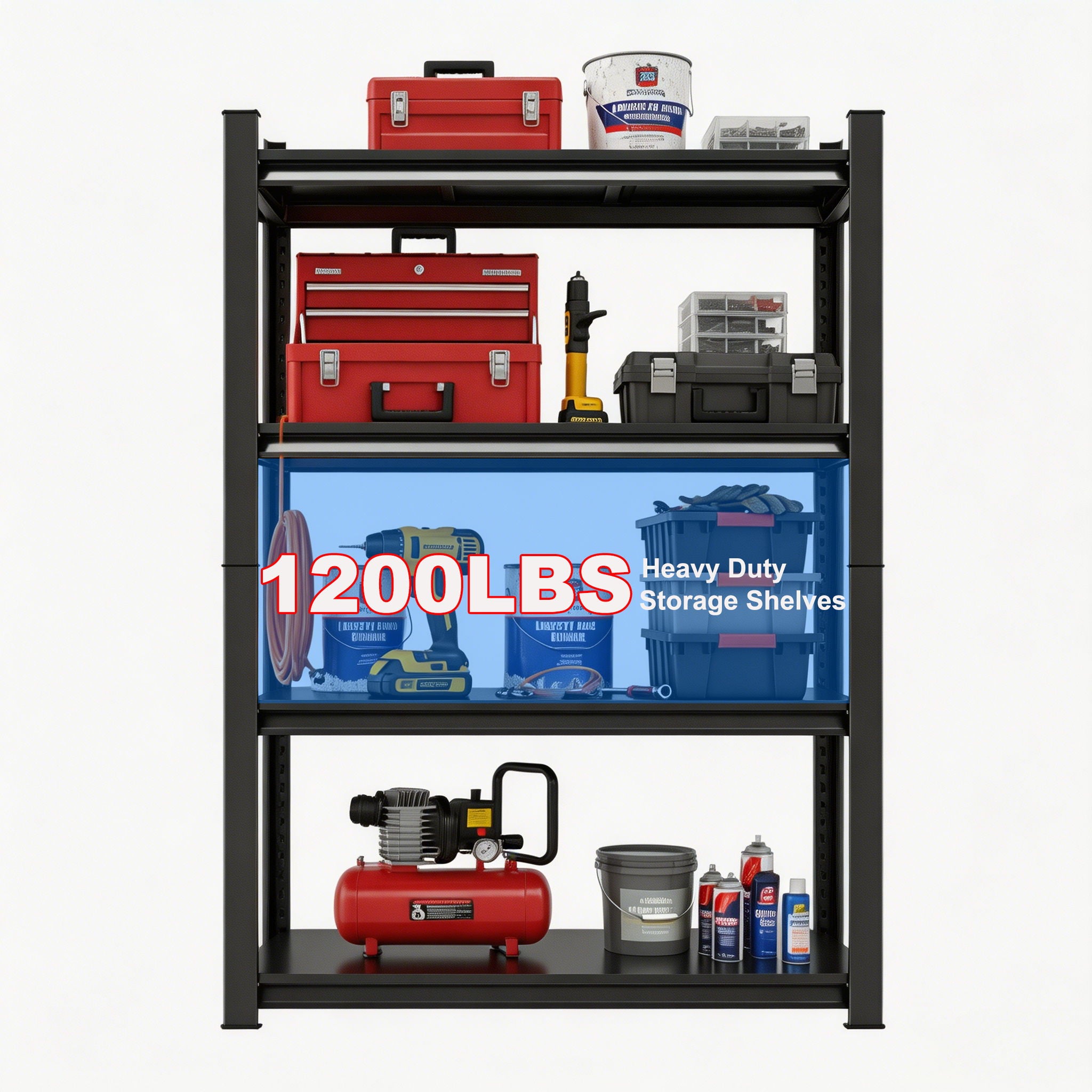 Tall Storage Shelf, Adjustable Height Storage Rack