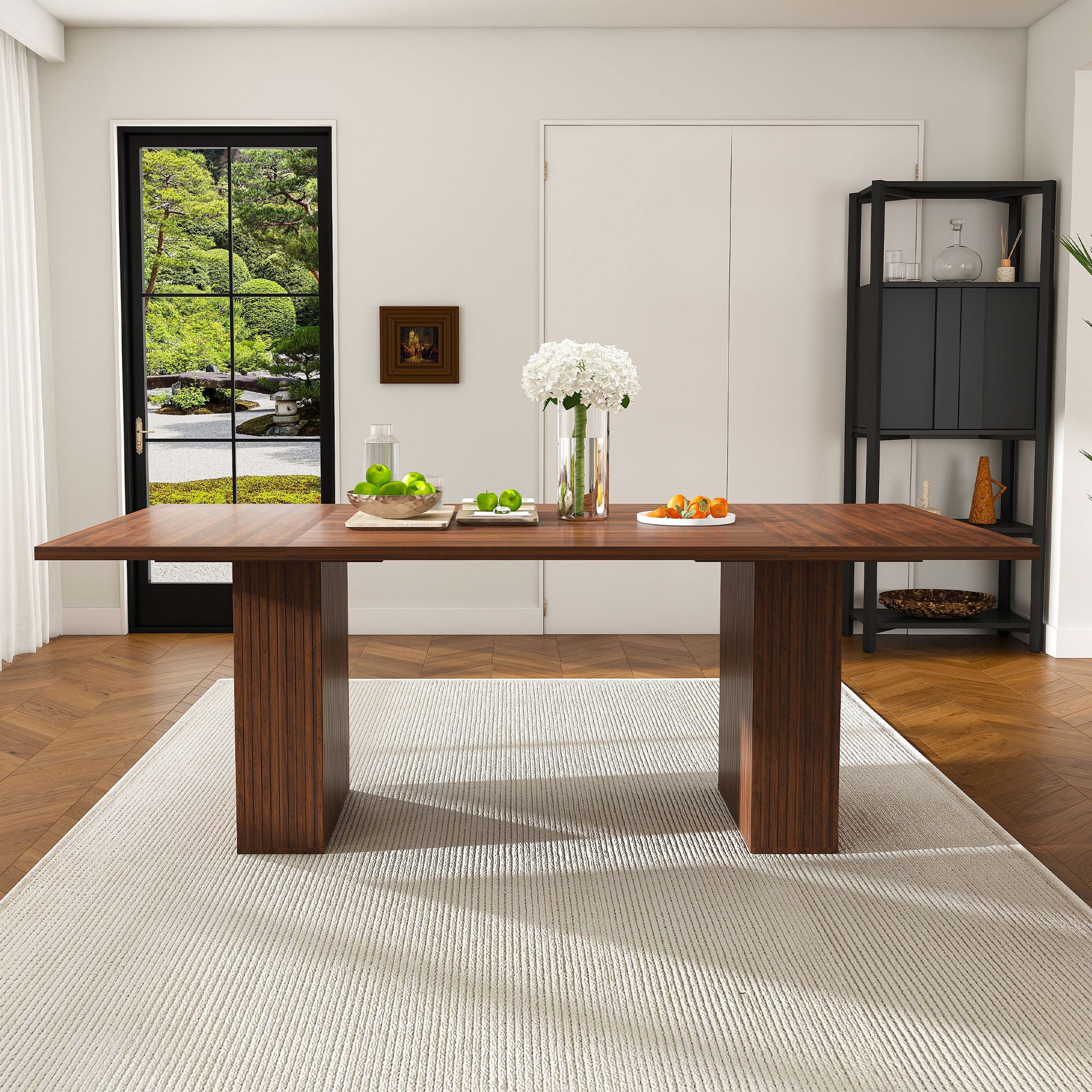 Rectangular Dining Table With Storage Base - Walnut