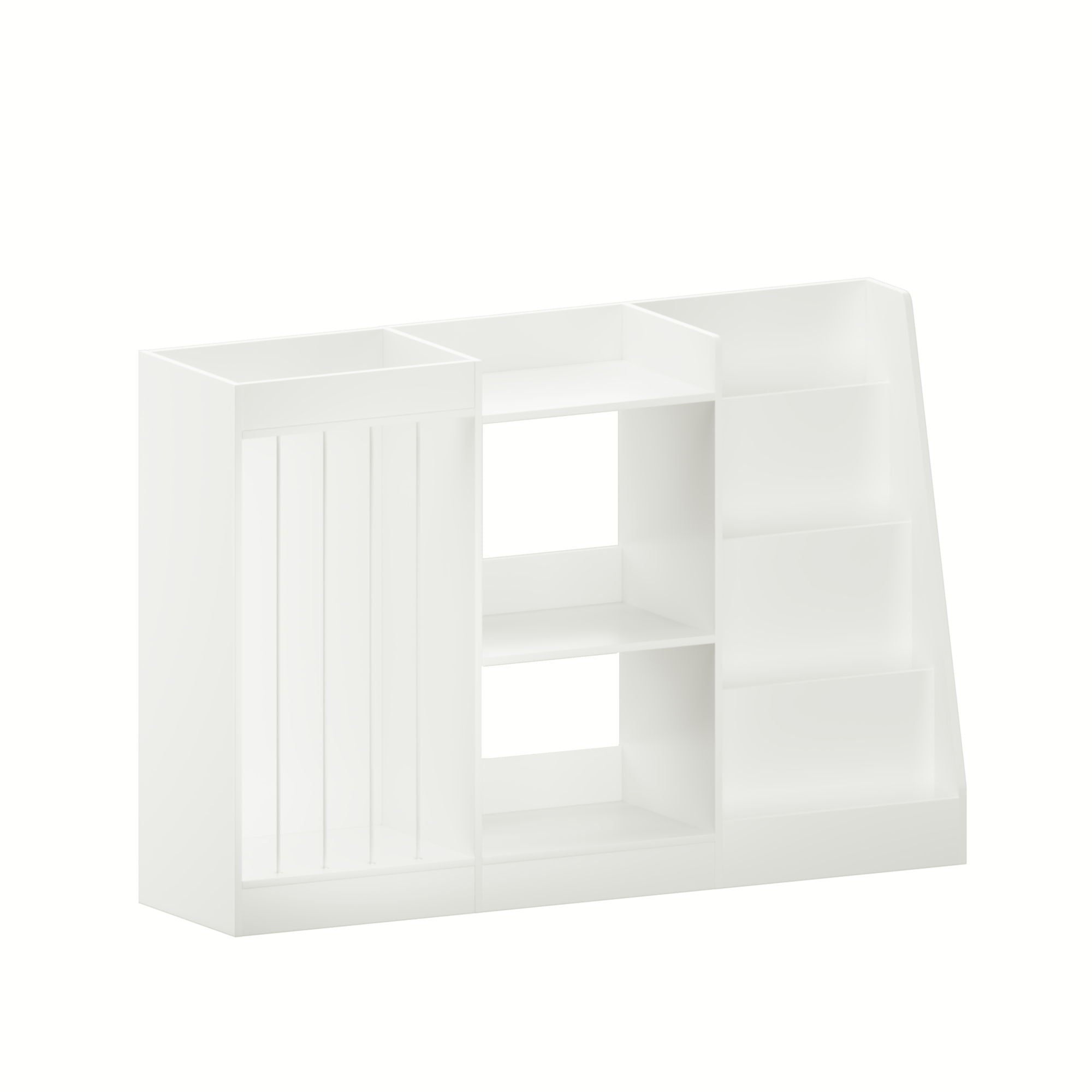 Bookshelf And Toy Storage, 3 Tier Montessori Bookcase With Stuffed Animal Organizer - White