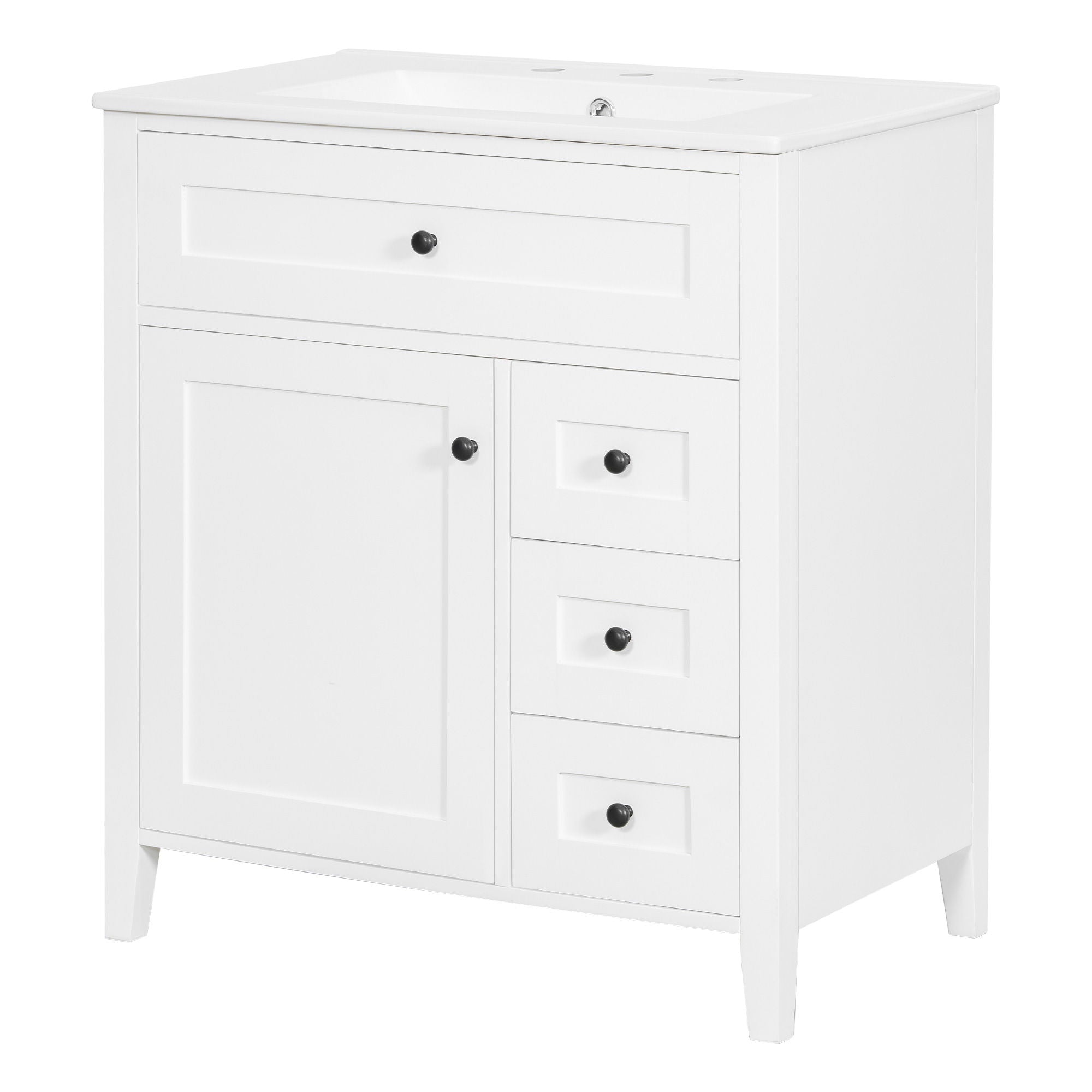 Bathroom Vanity With Sink, 3 Drawers And Adjustable Shelf