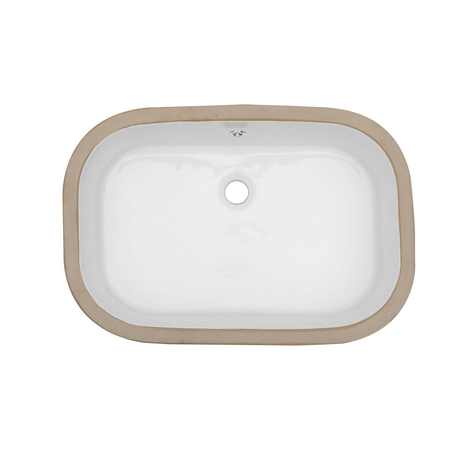 Undermount Bathroom Sink 22" X 15.25" With Overflow Sleek, High Temperature Fired, Stain Resistant, Smooth Polished Surface - White