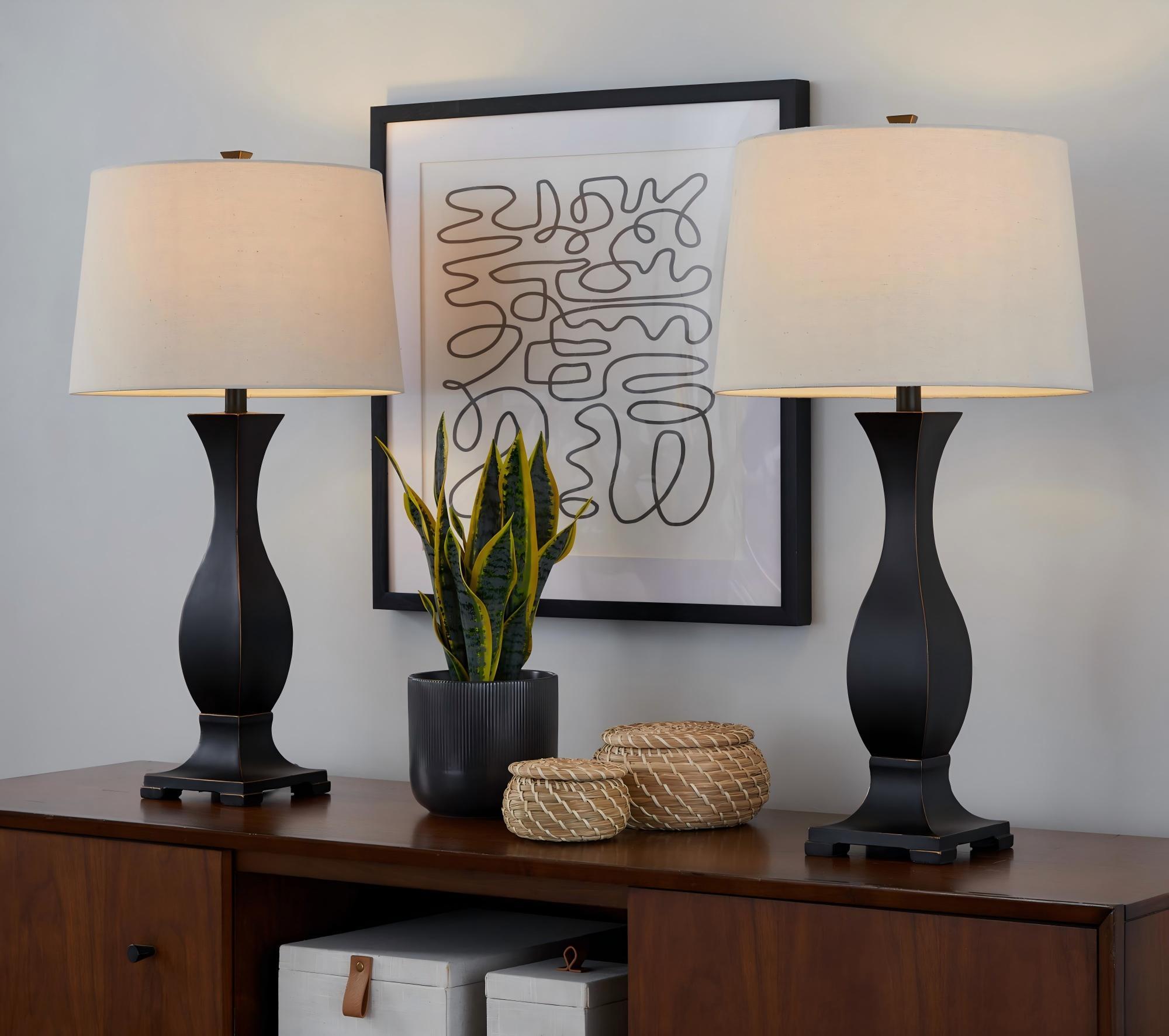Riley - Contemporary Table Lamp (Set of 2) - Oil Rubbed Bronze / Oat
