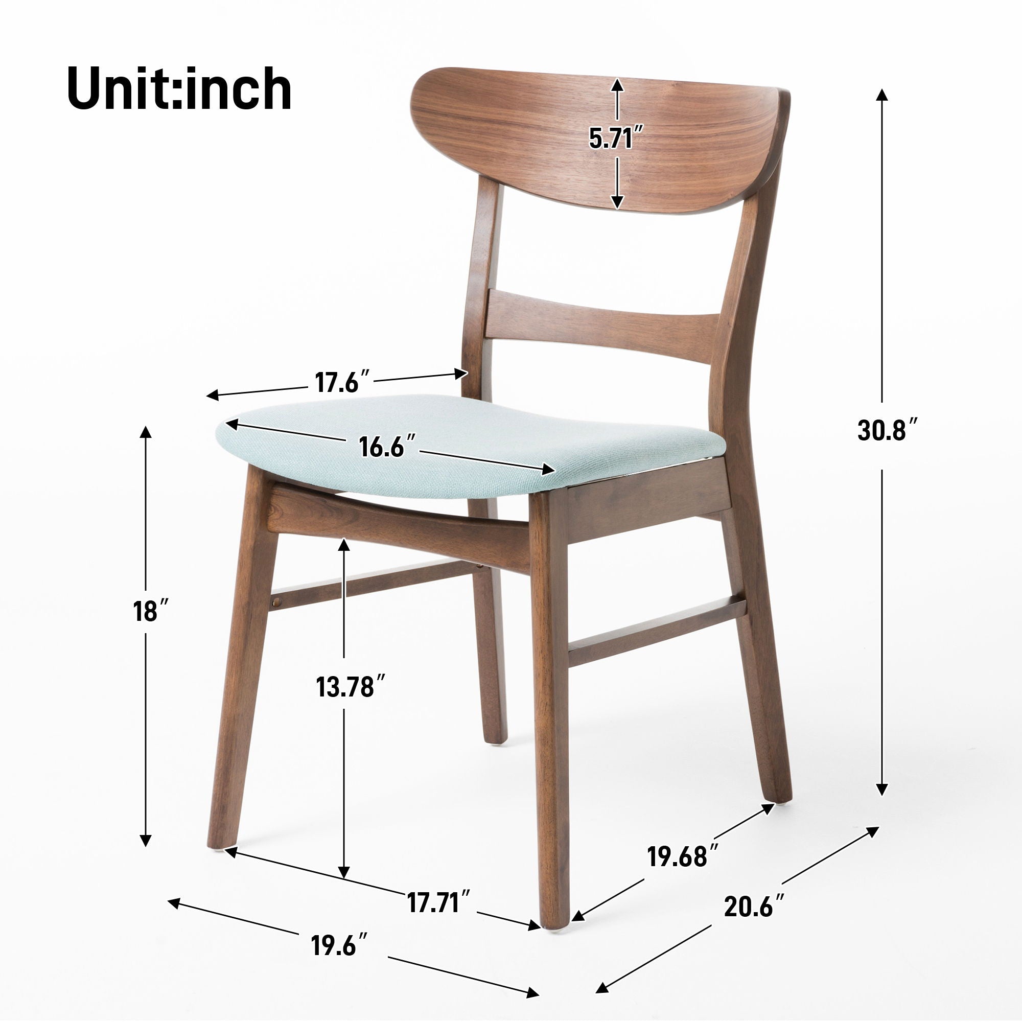 Mid Century Dining Chairs With Cushioned Seats And Wood Frame (Set of 2)