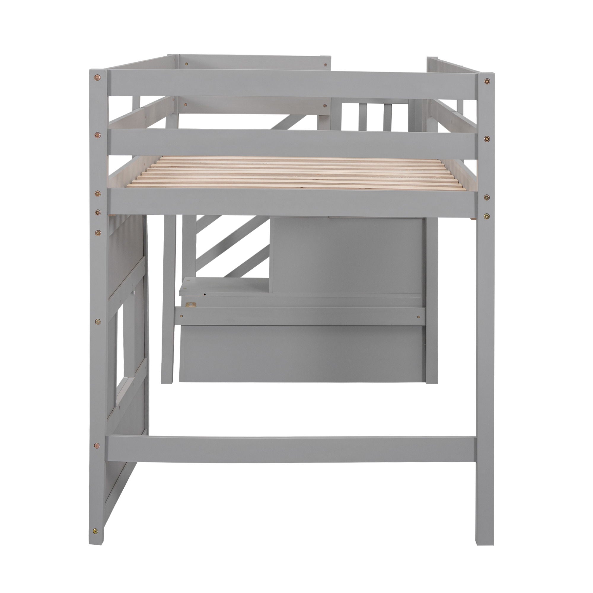 Loft Bed With Storage Staircase, Window & LED Light