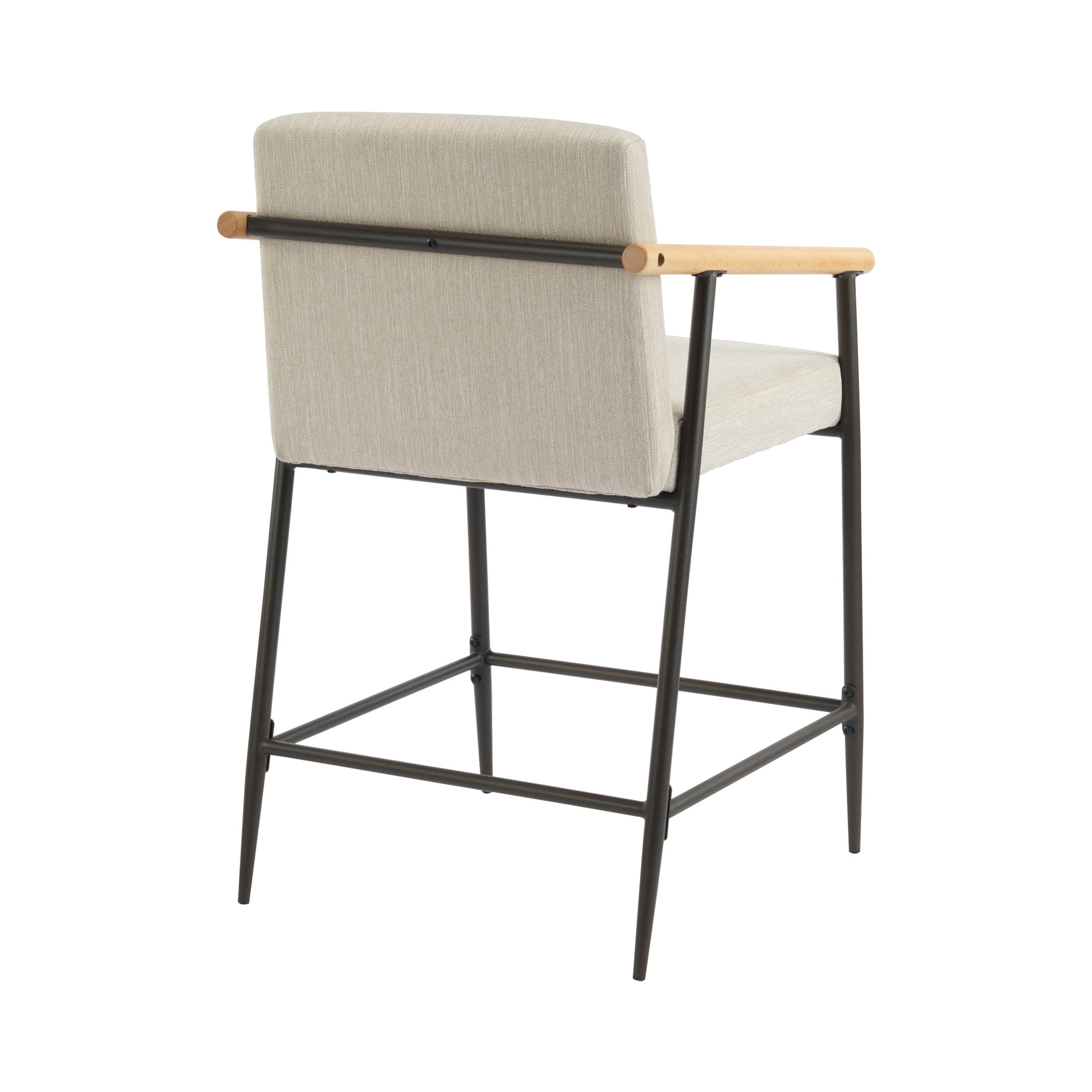 Mid Century Modern Counter Stool Set With Iron Frame