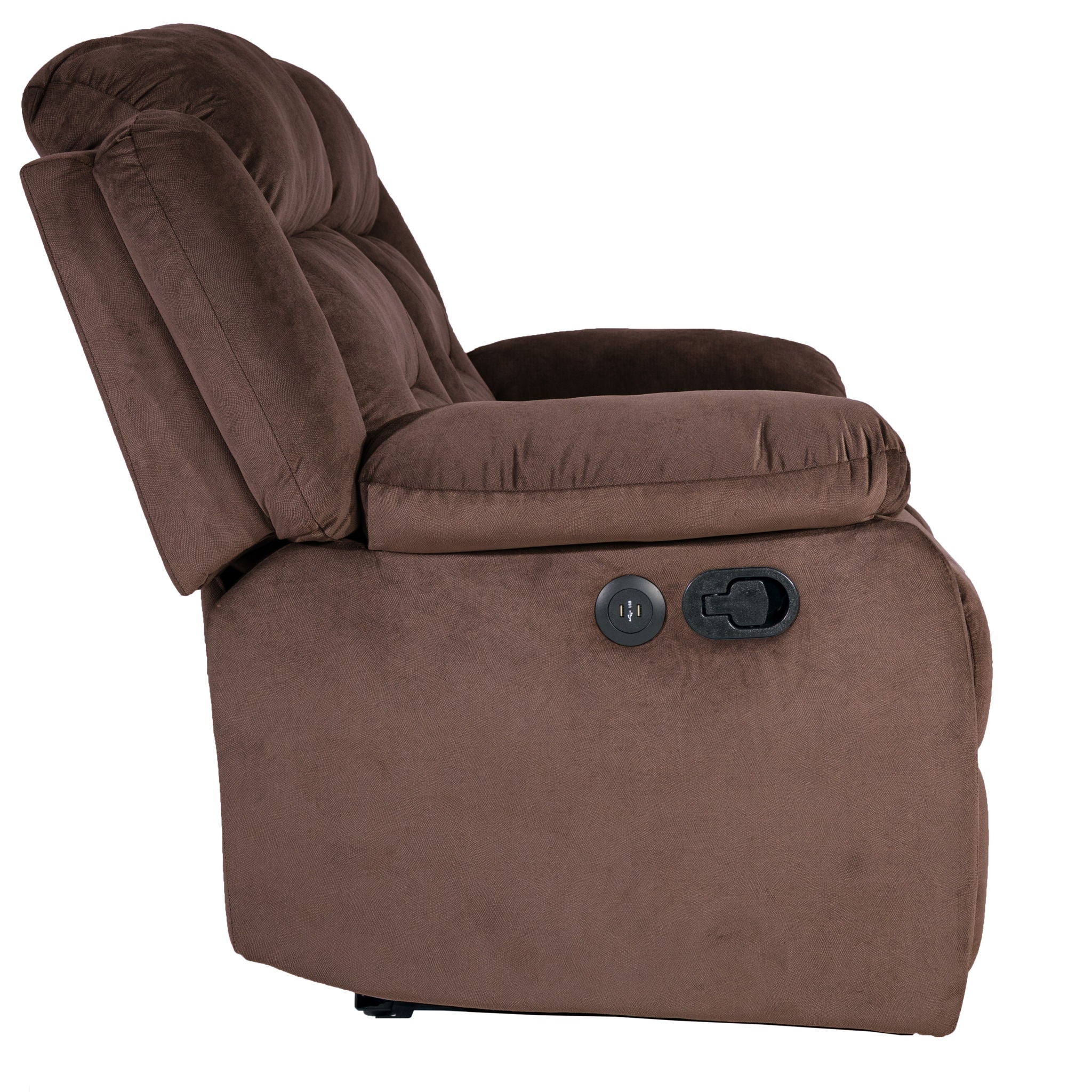 Modern Loveseat With Pillow Arms, Plush Backrest, Horizontal Tufting, USB Port
