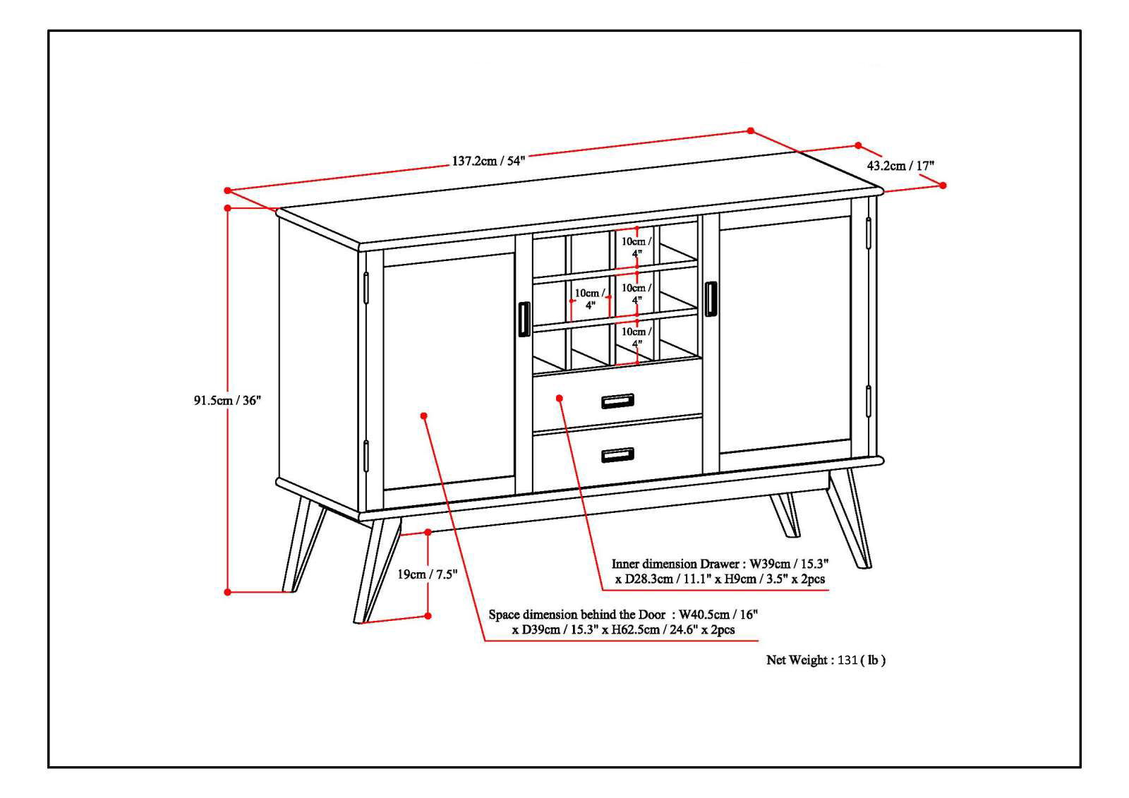 Draper - Sideboard Buffet And Wine Rack - Medium Auburn Brown