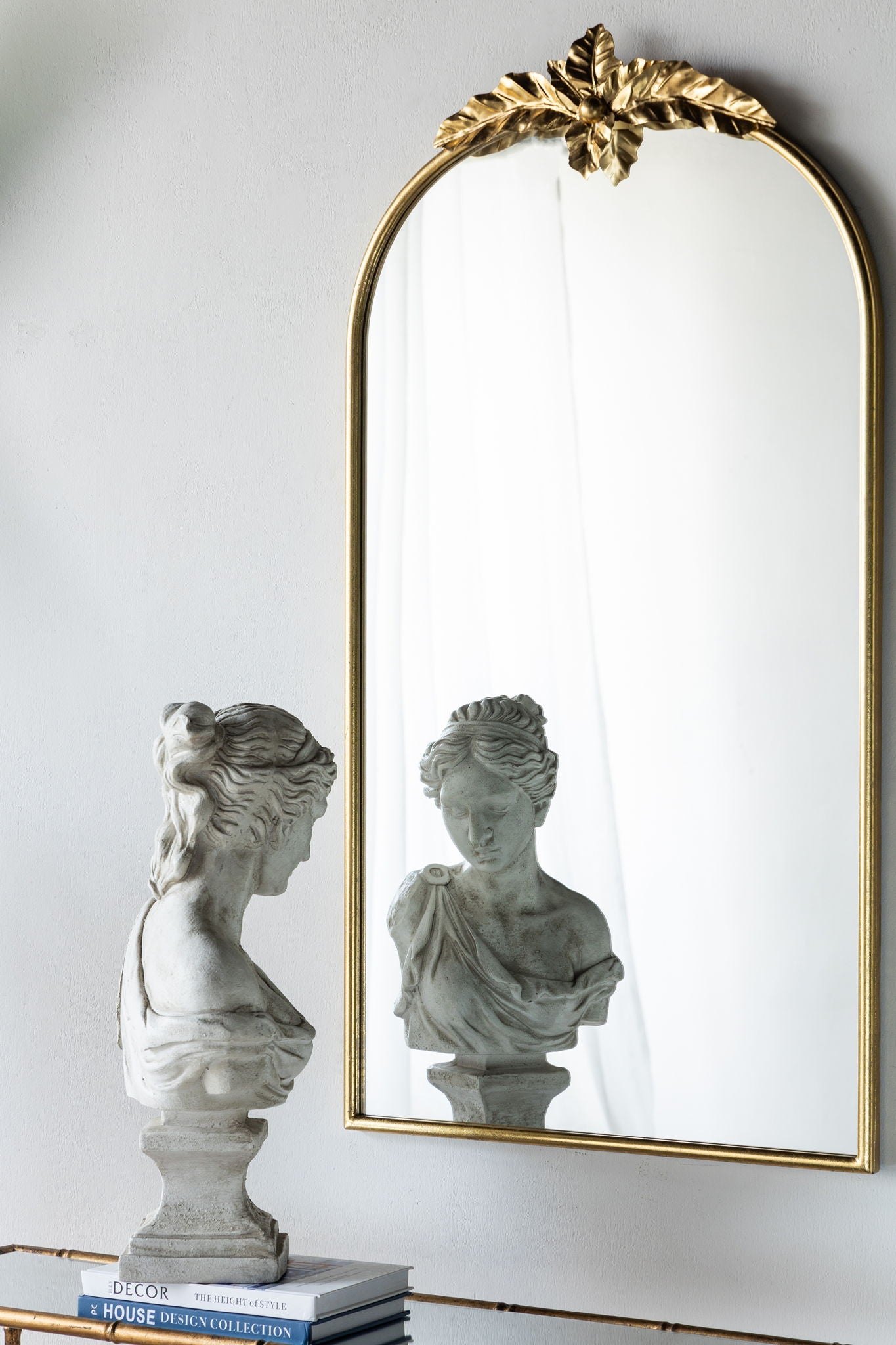 Arched Wall Mirror With Metal Frame, Wall Mirror For Living Room