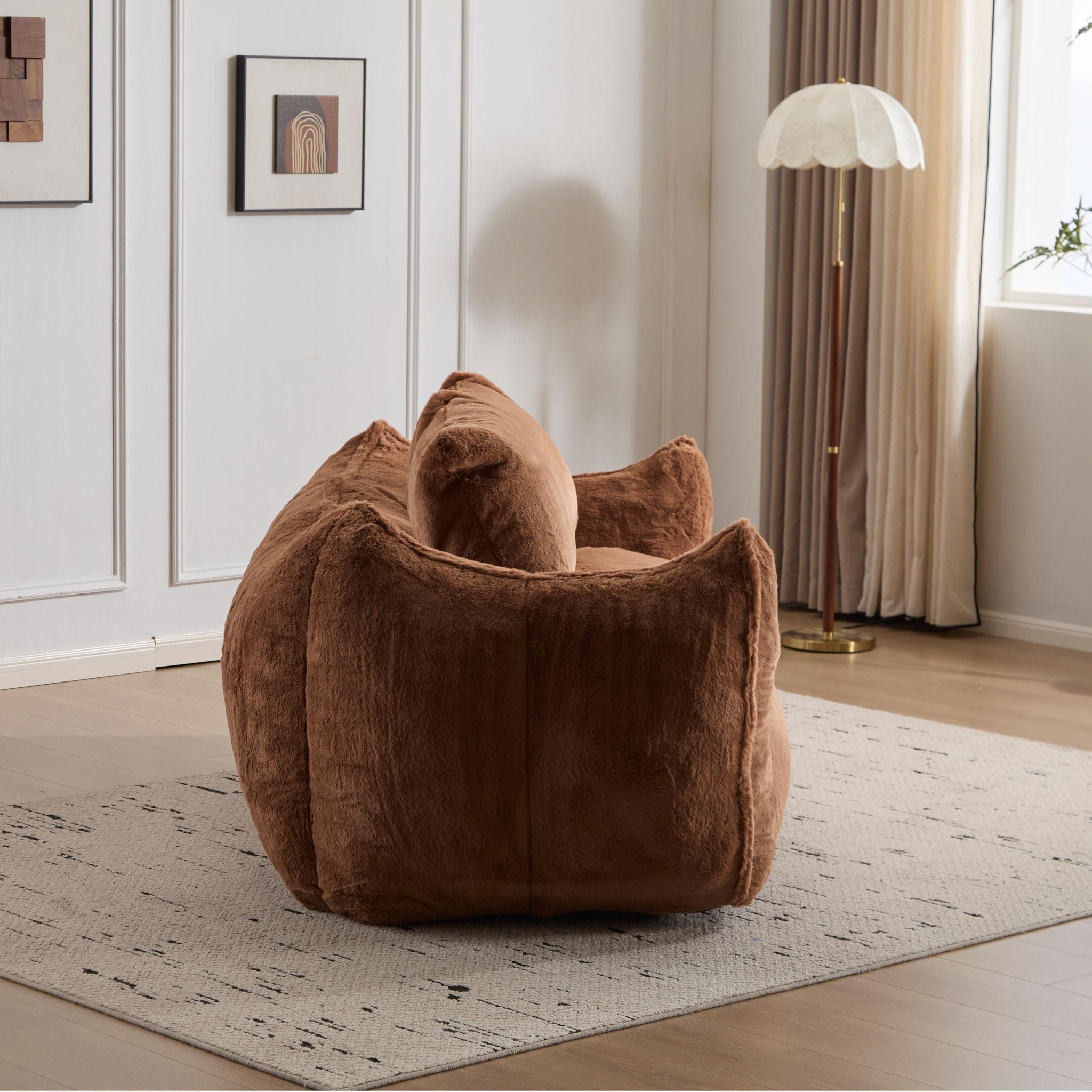 Giant Bean Bag Couch, Ultra Soft Fluffy Loveseat For Living Room