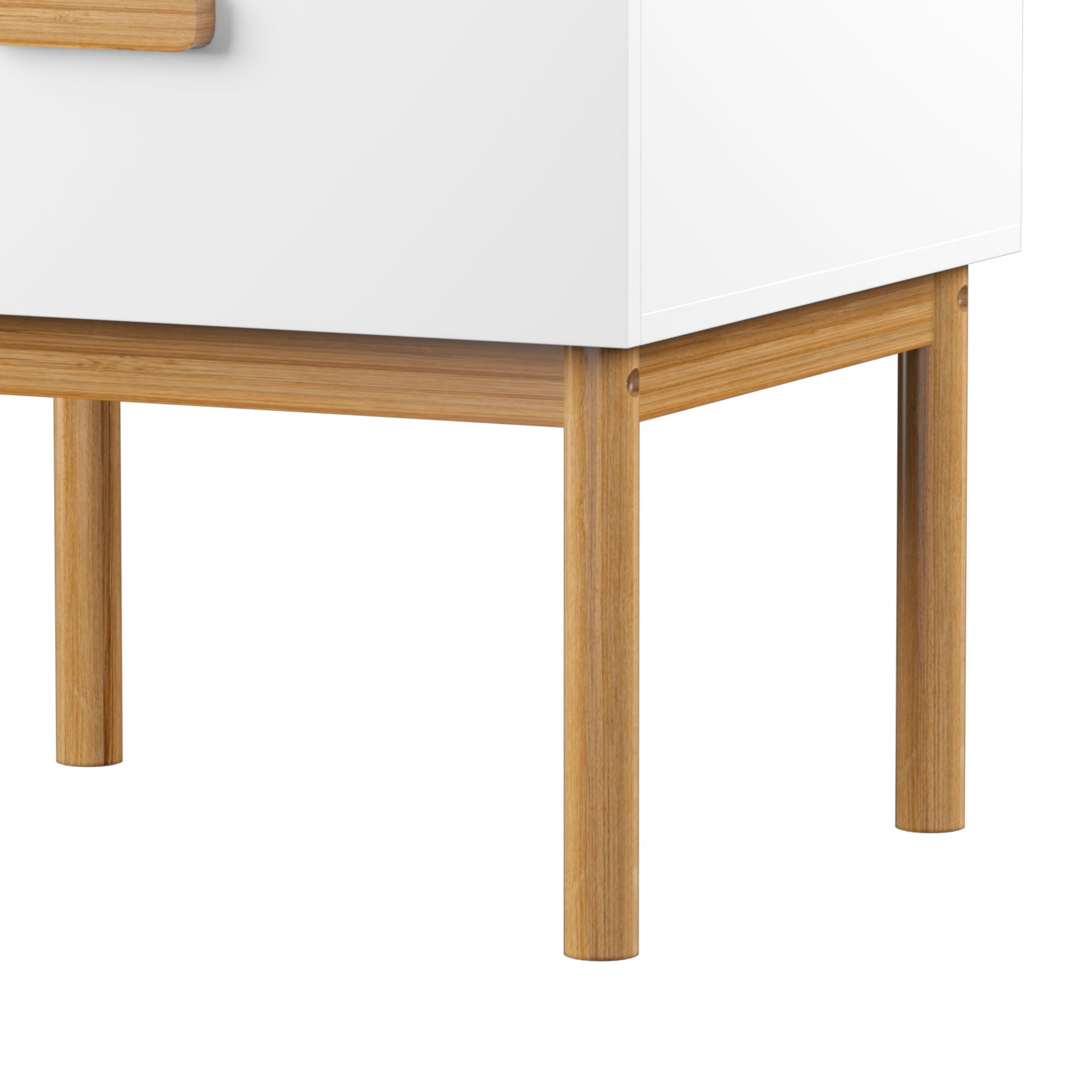 Nightstand With Drawer, Minimalist Bedside Table With Handle For Bedroom - White