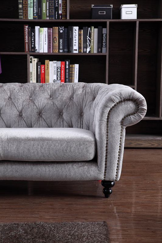 Divani Casa Alexandrina Grey Tufted Velvet Loveseat