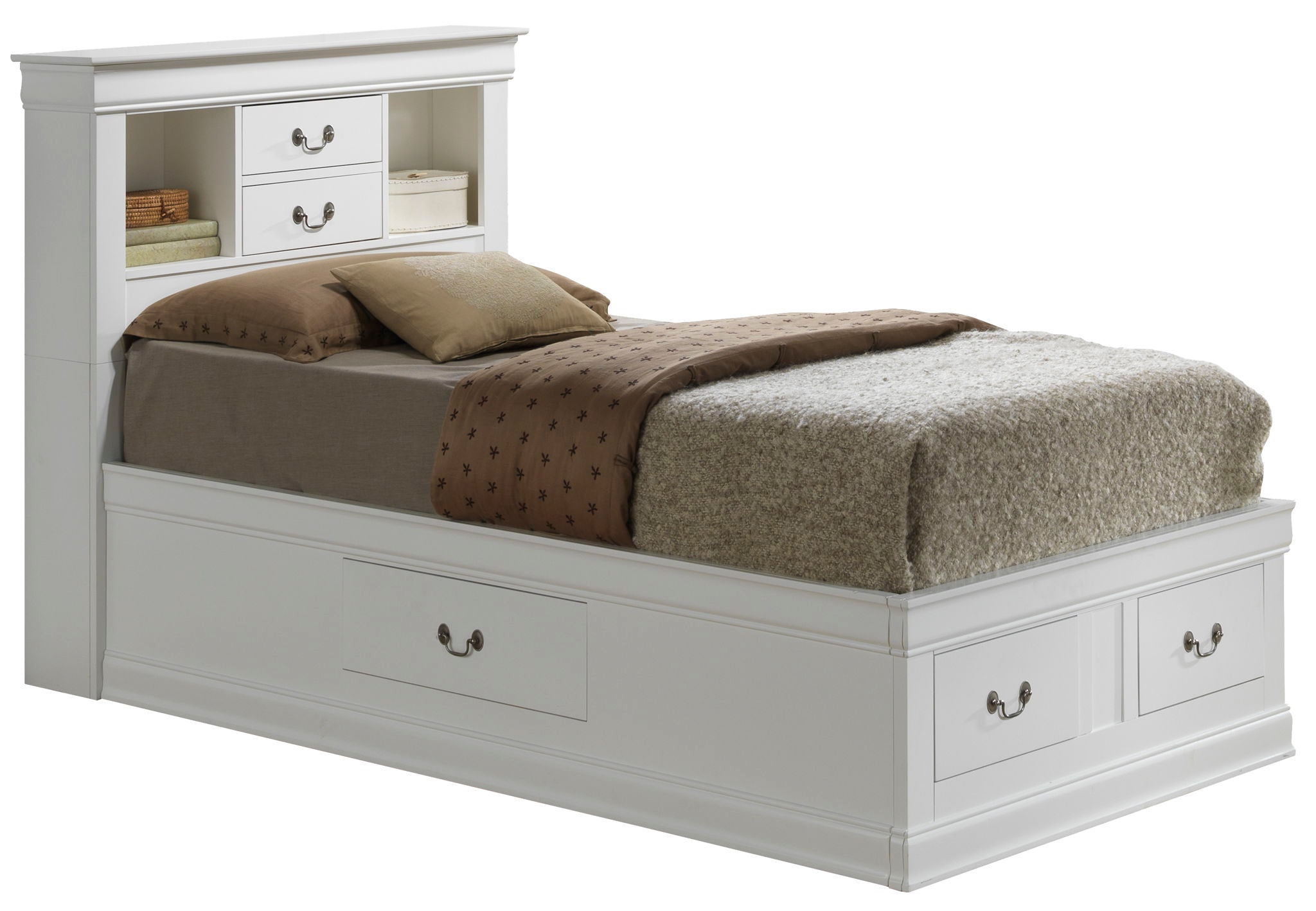 Traditional Style Bookcase Storage Bed