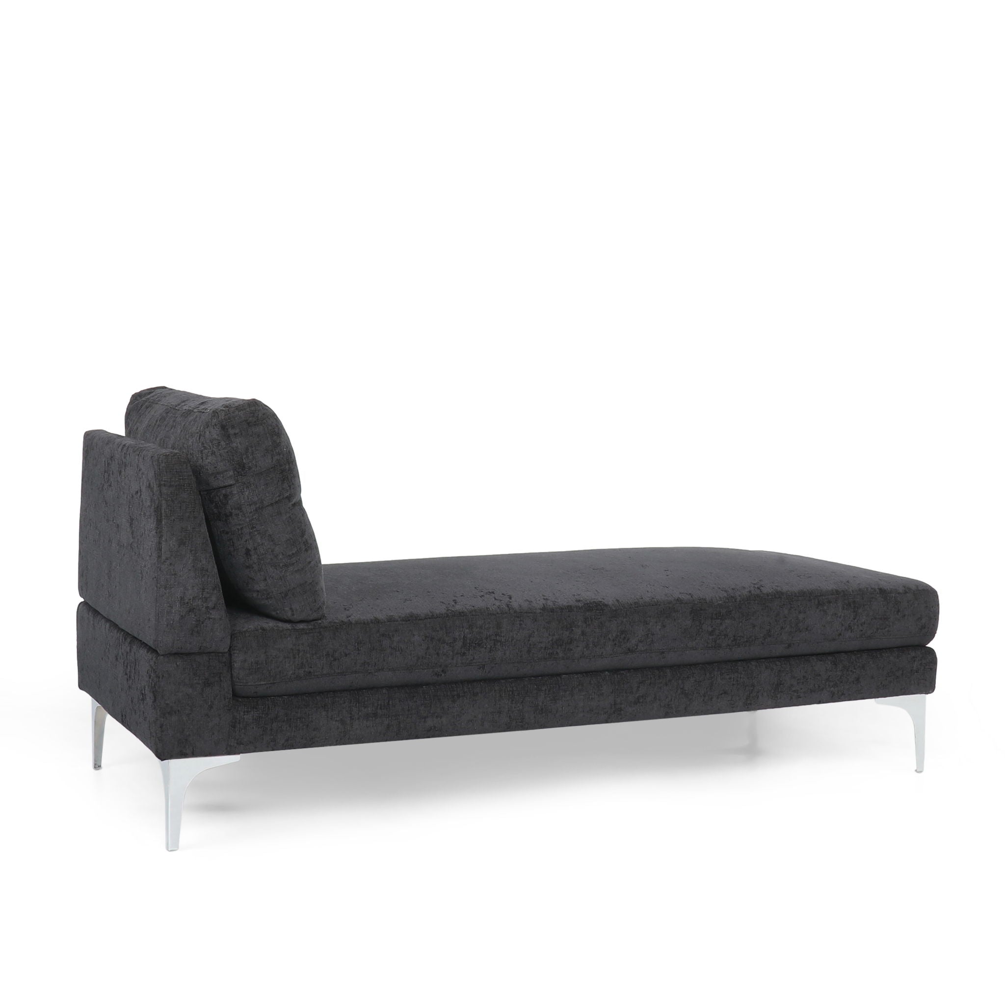 Fabric Upholstered Chaise Lounge With Iron Bracket Legs - Gray