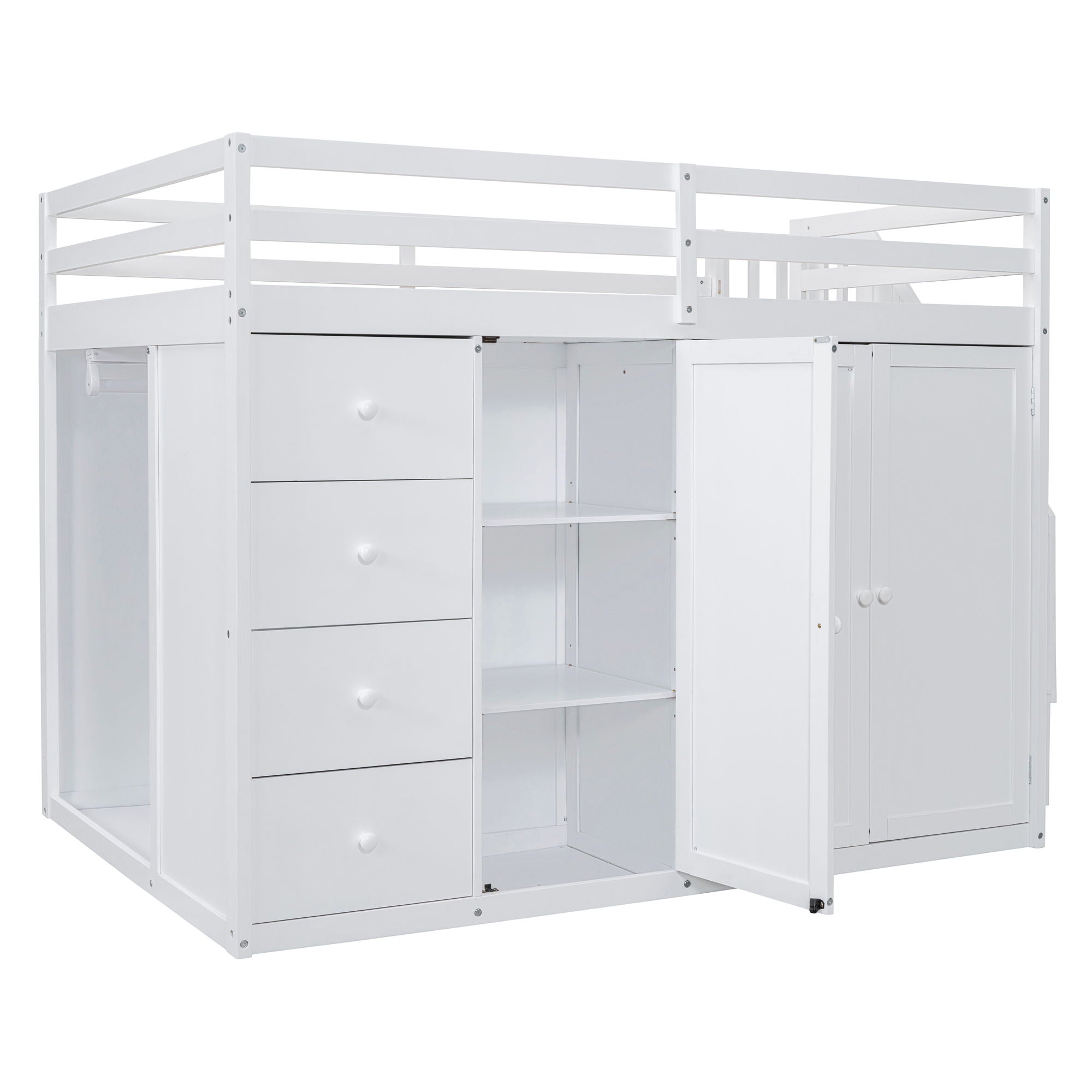 Loft Bed With Built In Wardrobes, Cabinets And Drawers