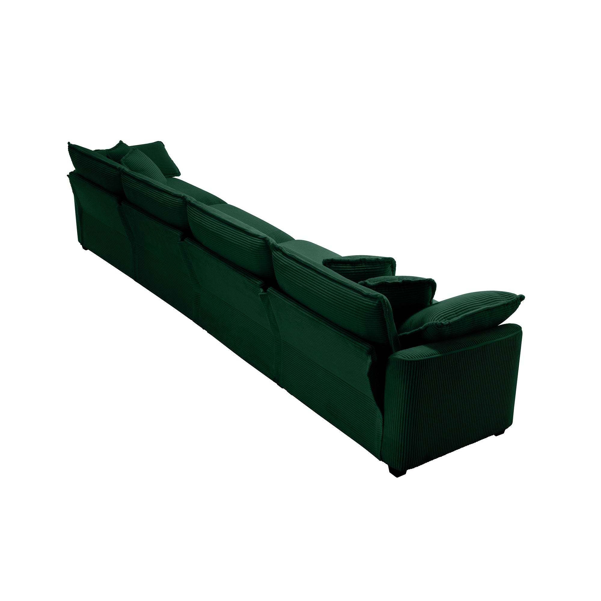Modern Upholstered 4 Seater Fabric Sofa With Arm And Throw Pillows
