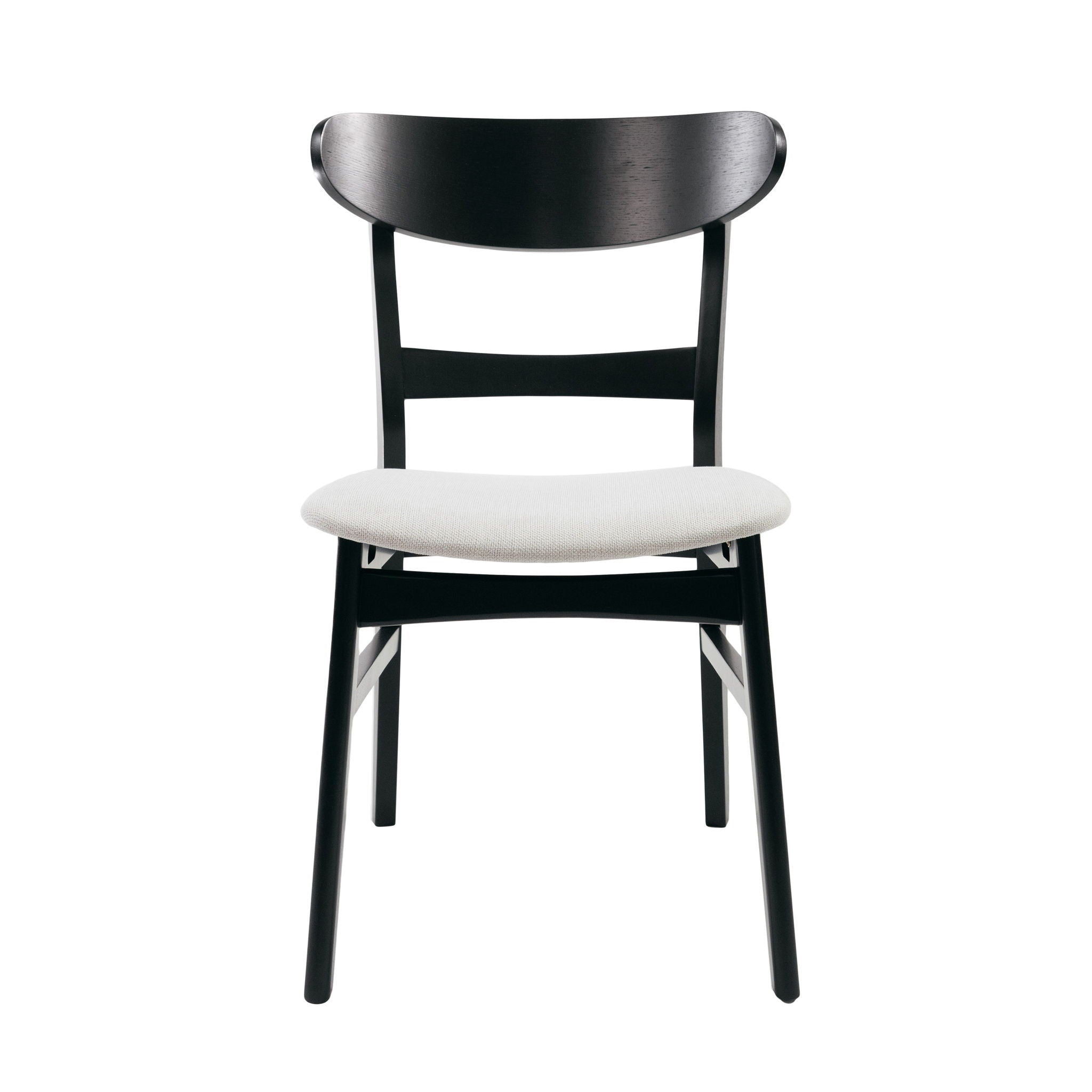 Dining Chairs With Upholstered Seat (Set of 2) - Black / Light Beige