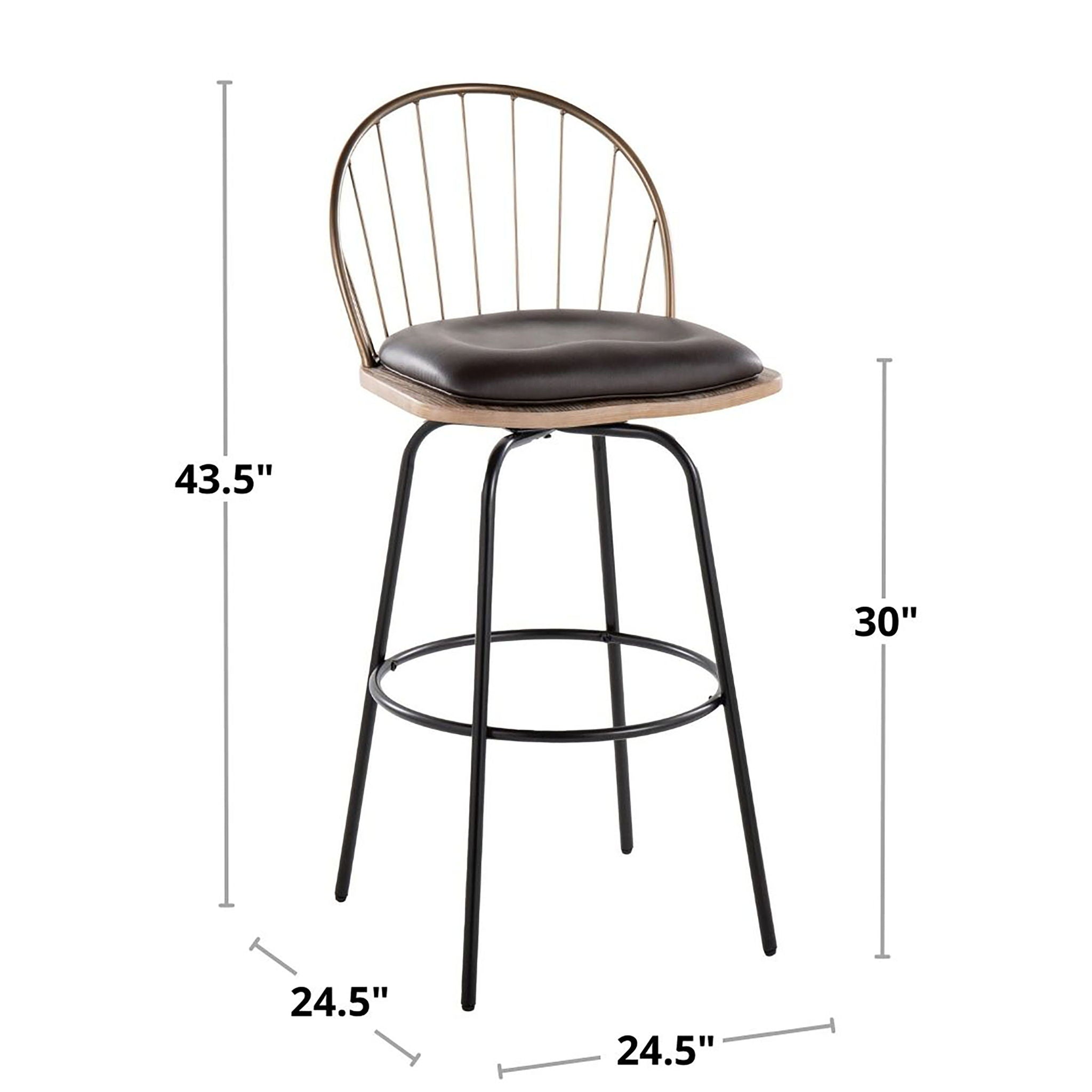 Riley - Claire Farmhouse Fixed Height Barstool With Swivel With Round Footrest (Set of 2)