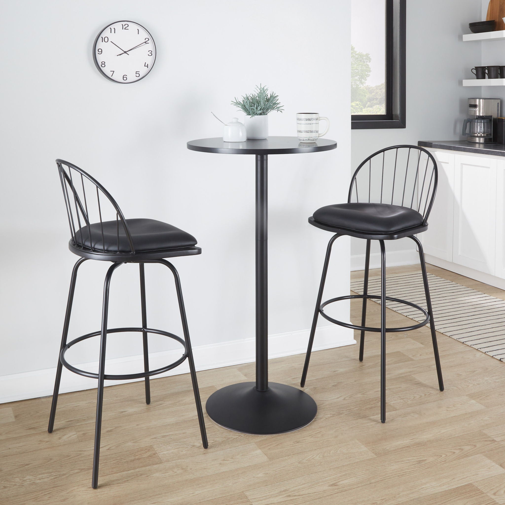 Riley - Claire Farmhouse Fixed Height Barstool With Swivel With Round Footrest (Set of 2)
