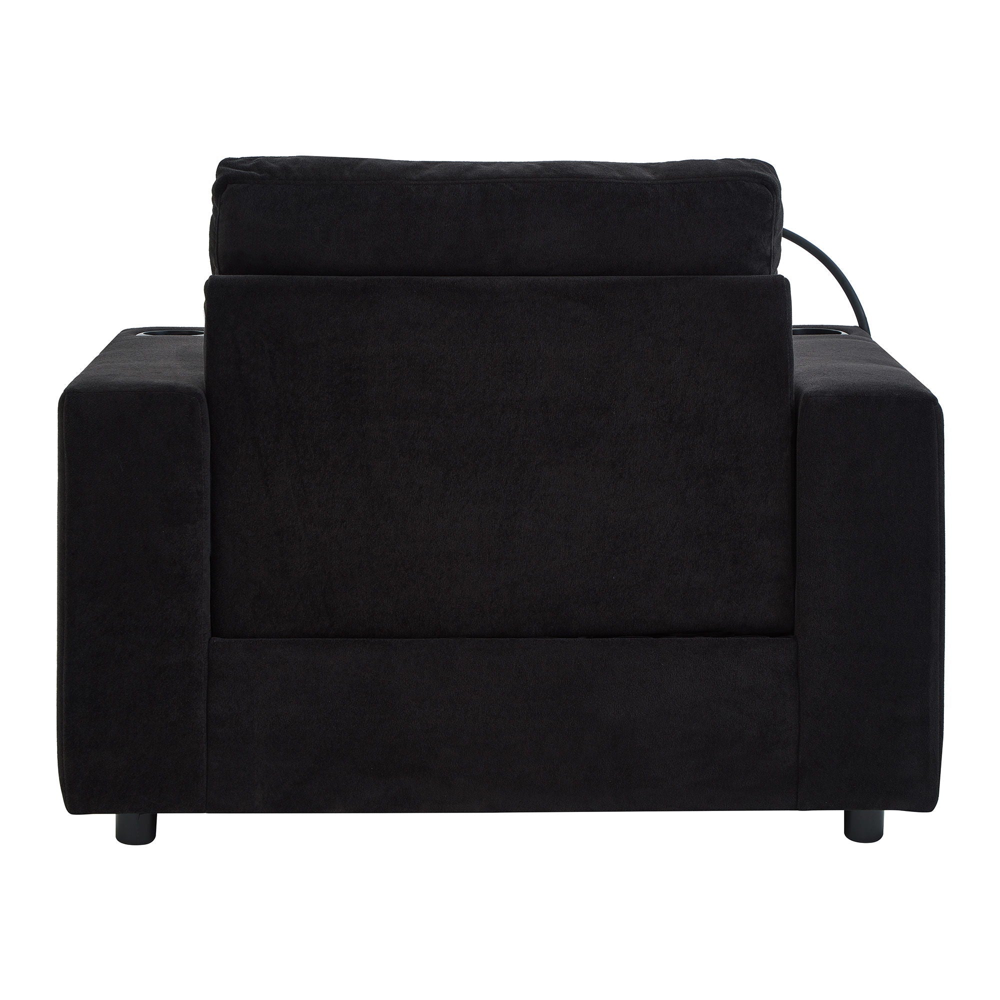 Modern Style Armchair Chaise Lounge Sofa Couch With Movable Storage Ottoman, USB Ports, Cup Holders, Phone Holder, Side Pockets