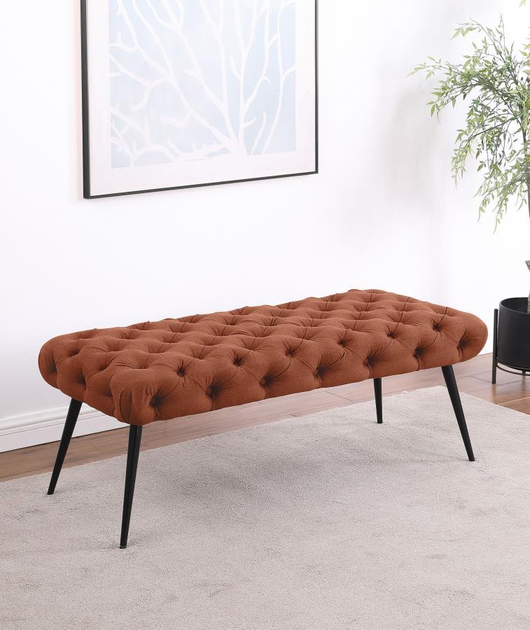 Ella - Upholstered Tufted Bench Metal Legs